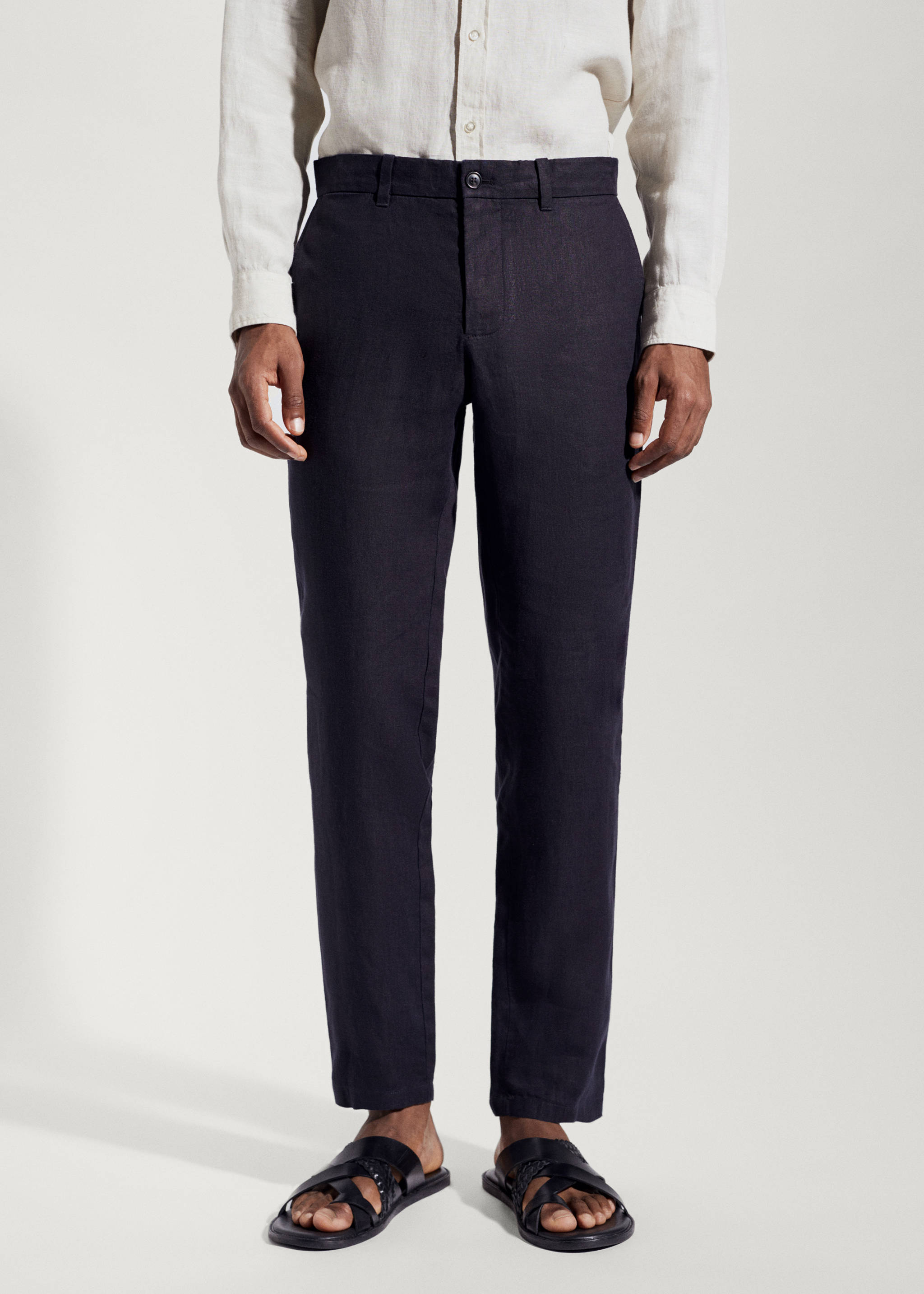 Pantalon 100 % lin slim fit - Plan moyen