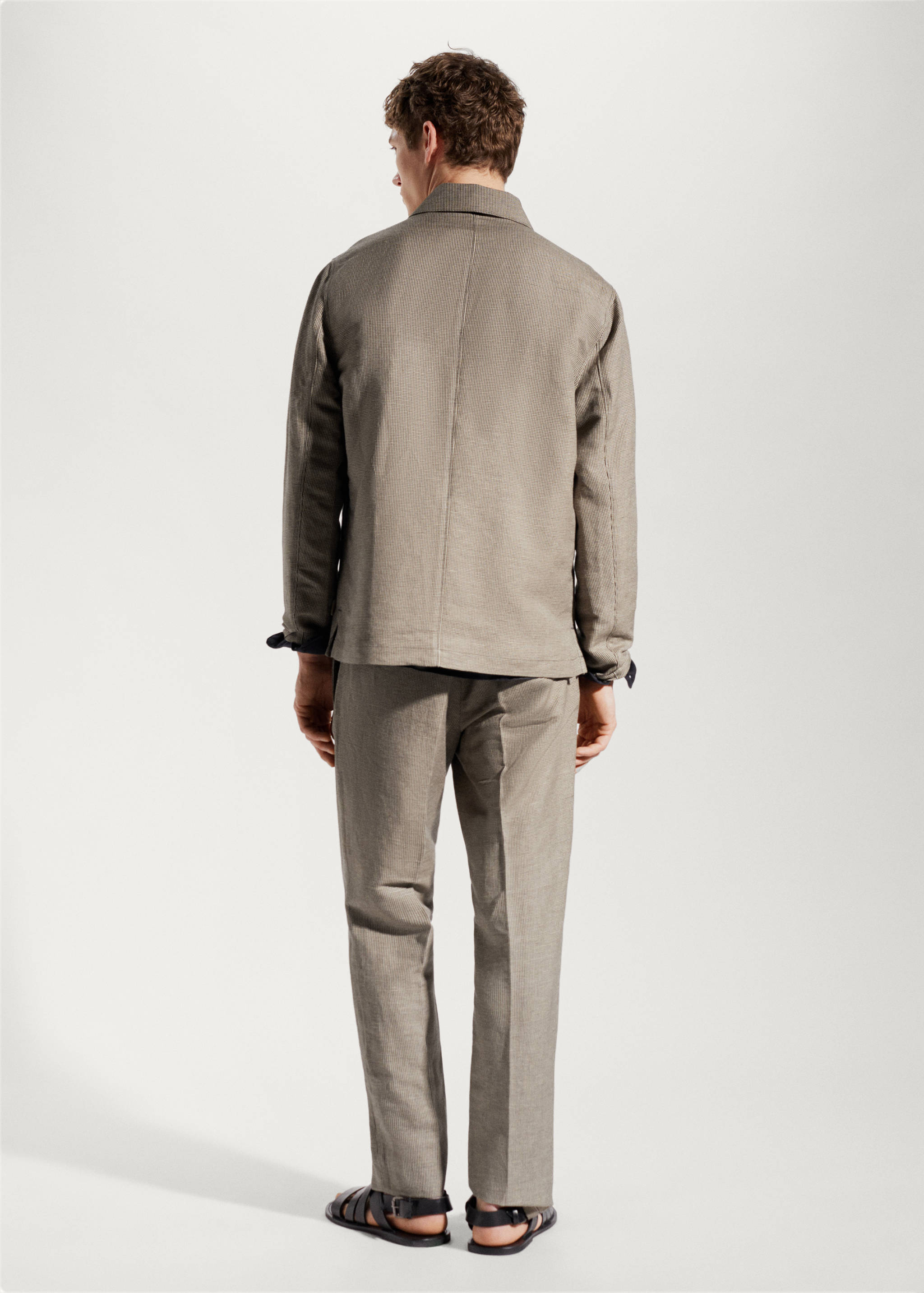 千鸟格亚麻外套衬衫 - null