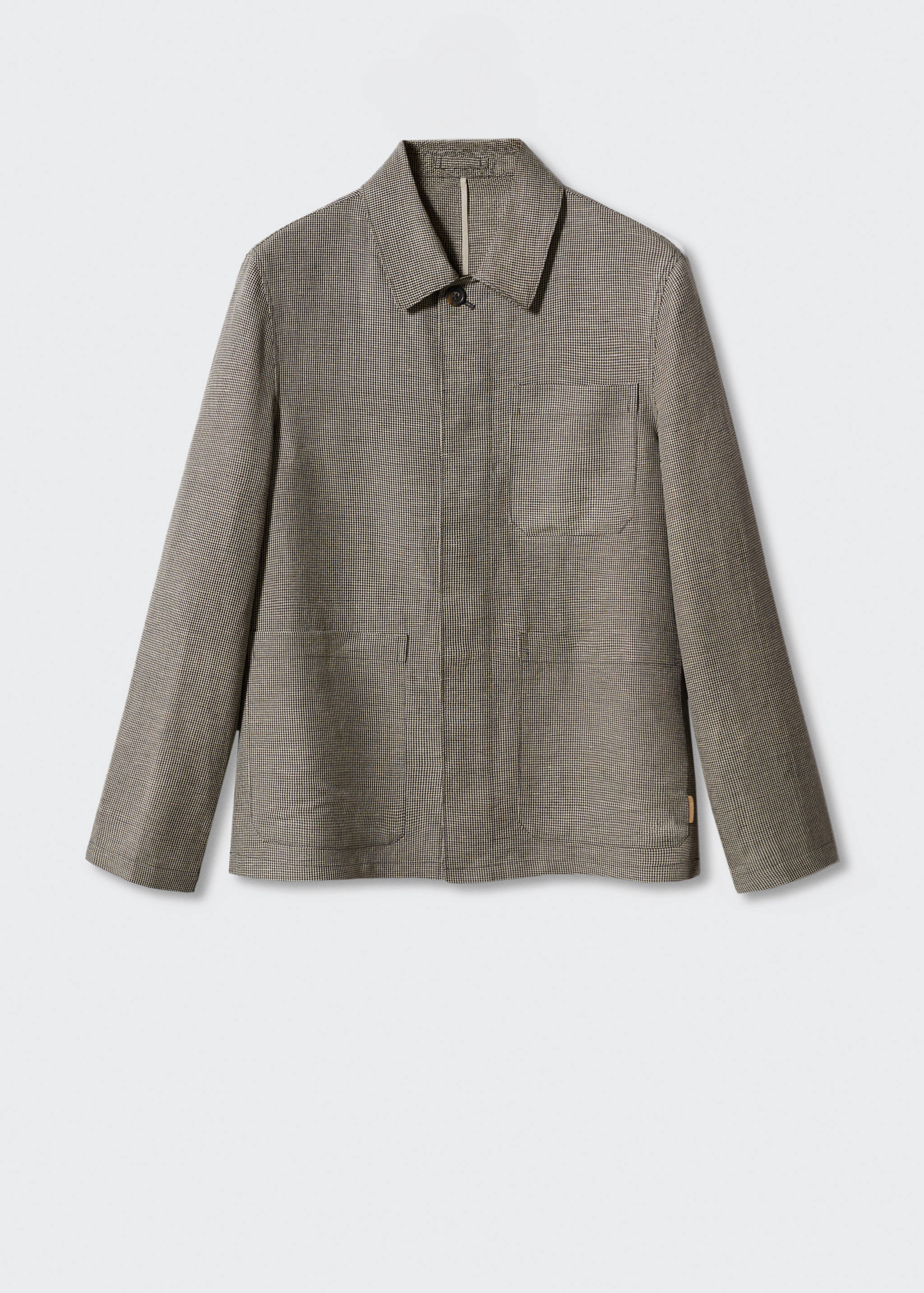 千鸟格亚麻外套衬衫 - null
