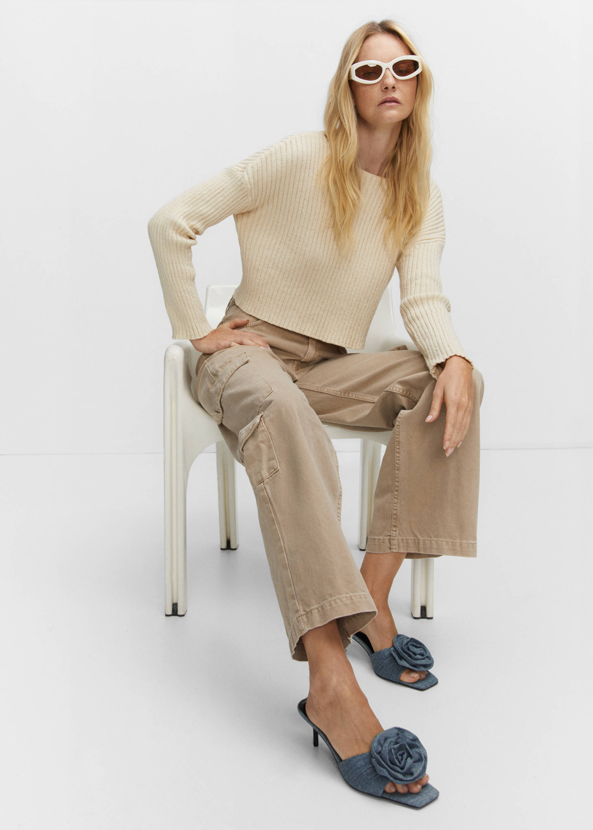 Floral denim sandals - General plane