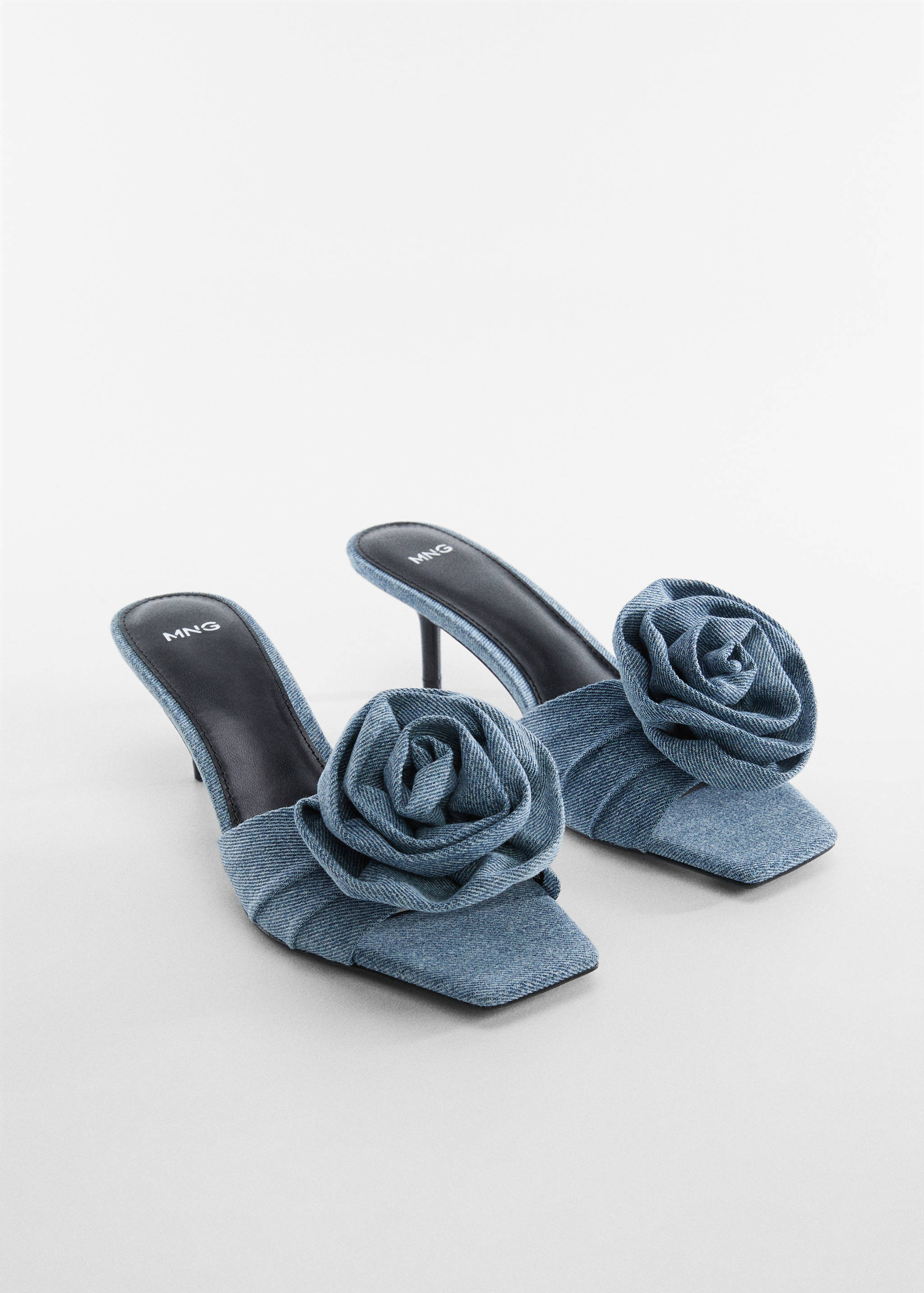 Floral denim sandals - Medium plane