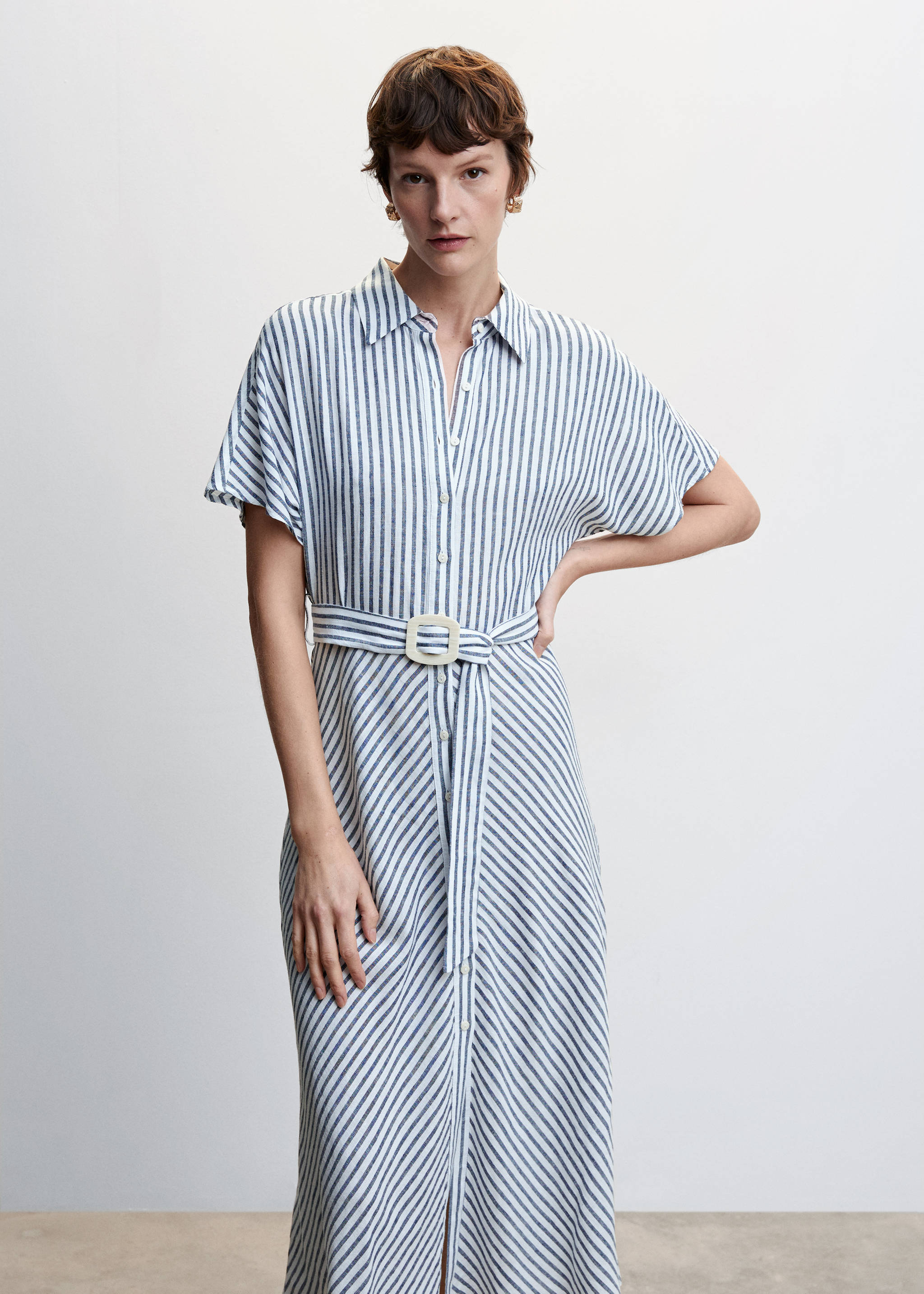 Linen striped shirt dress - Medium plane
