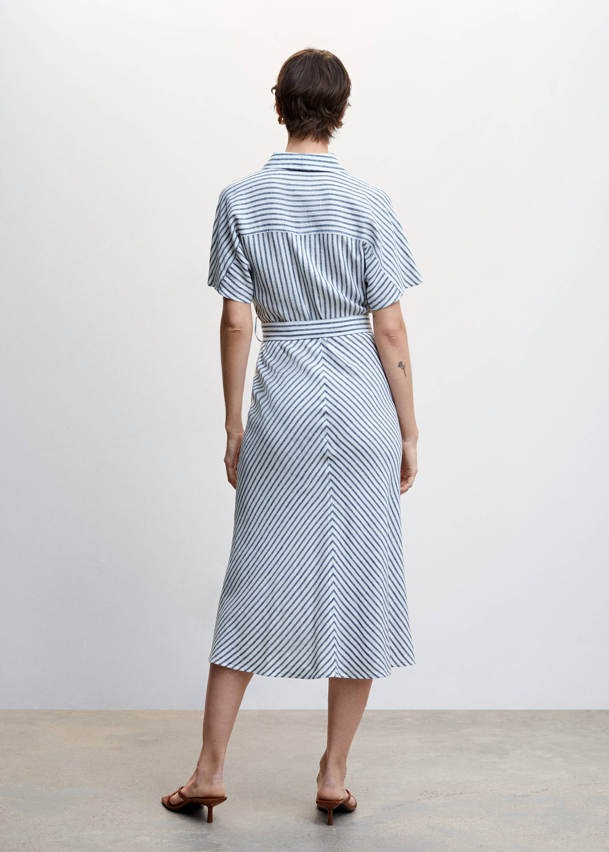 Linen striped shirt dress - Reverse of the article
