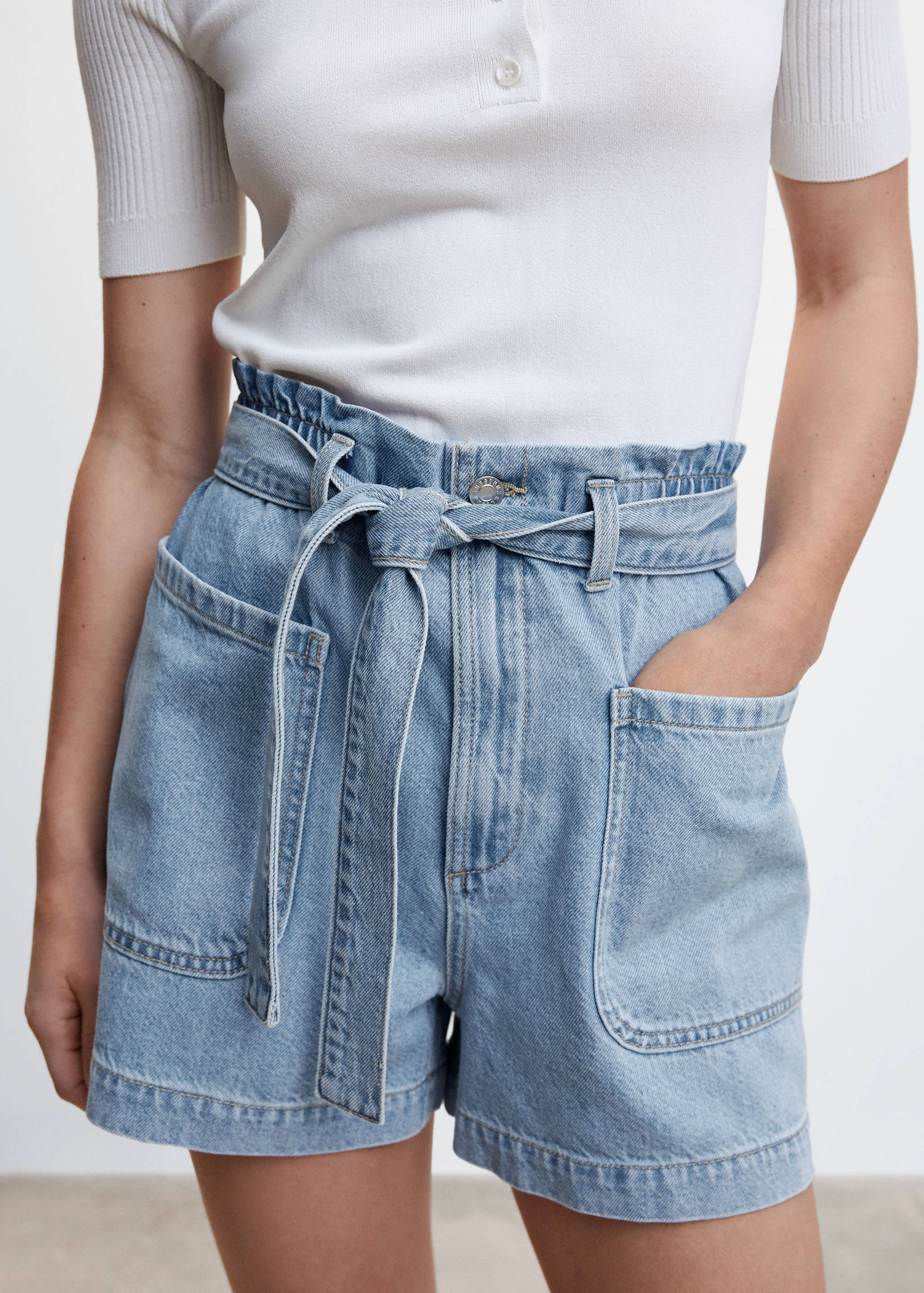 Paperbag denim shorts - Medium plane