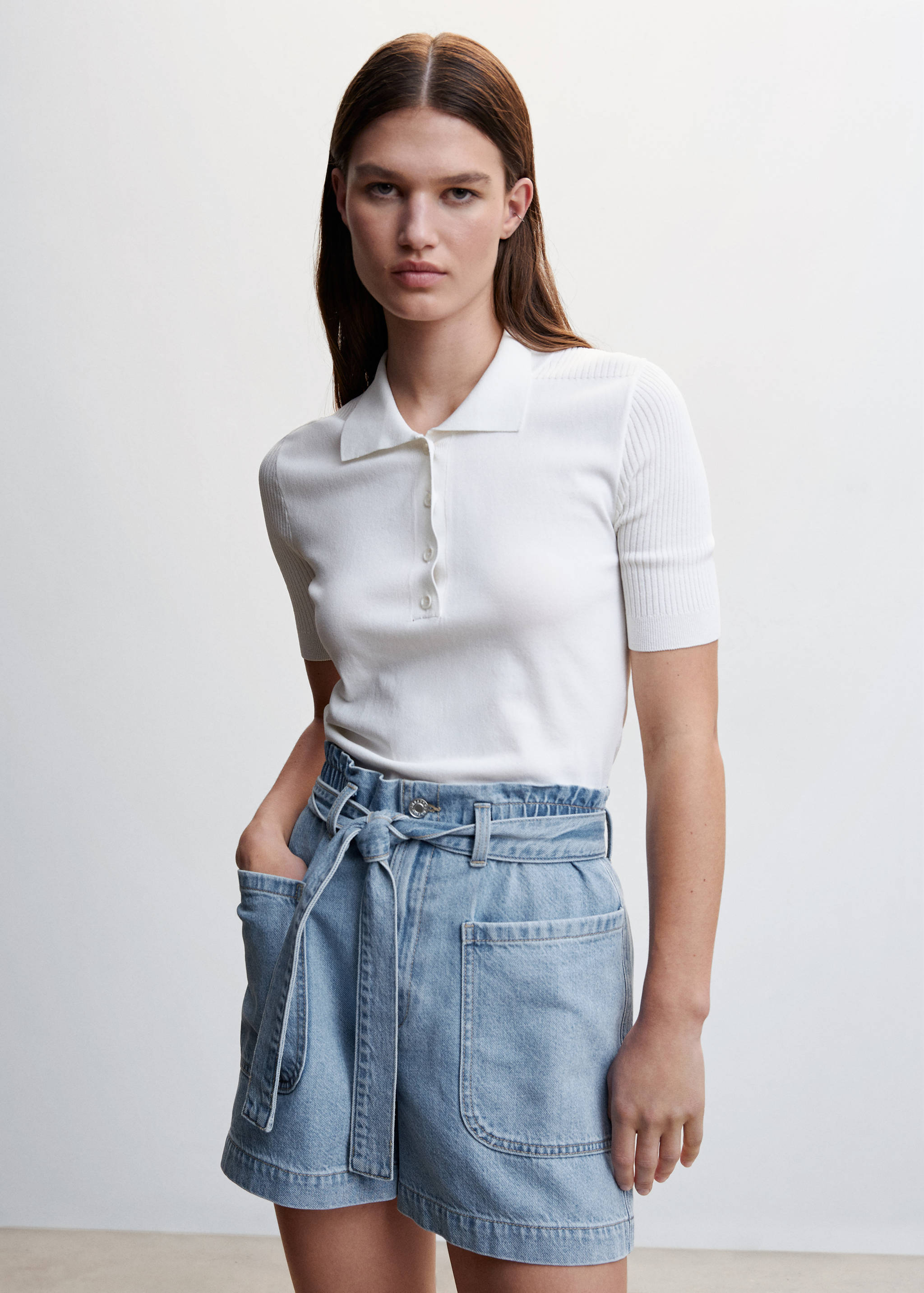 Paperbag denim shorts - Details of the article 1