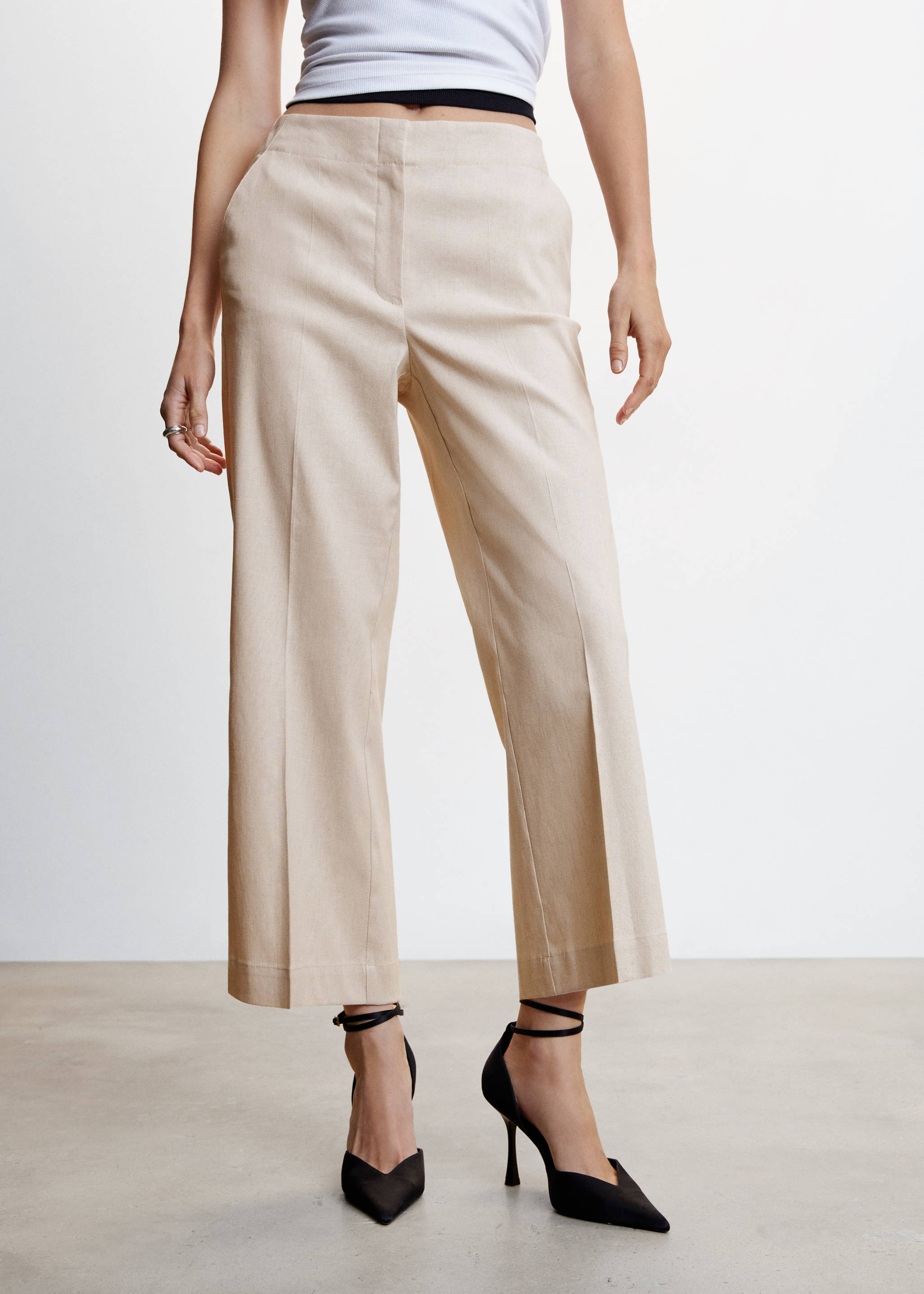 Straight linen-blend pants - Medium plane