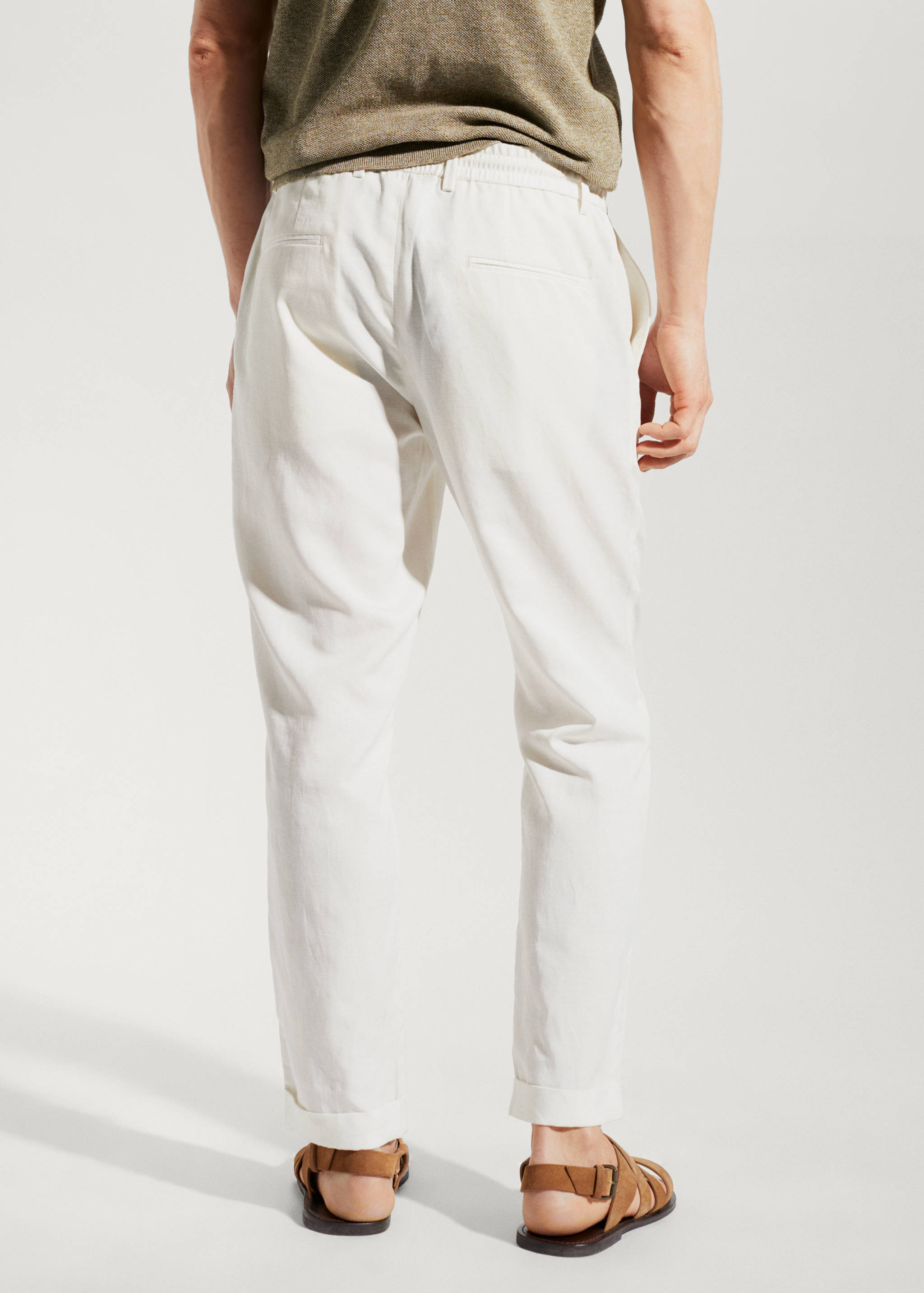 Linen drawstring trousers - lyocell - Reverse of the article