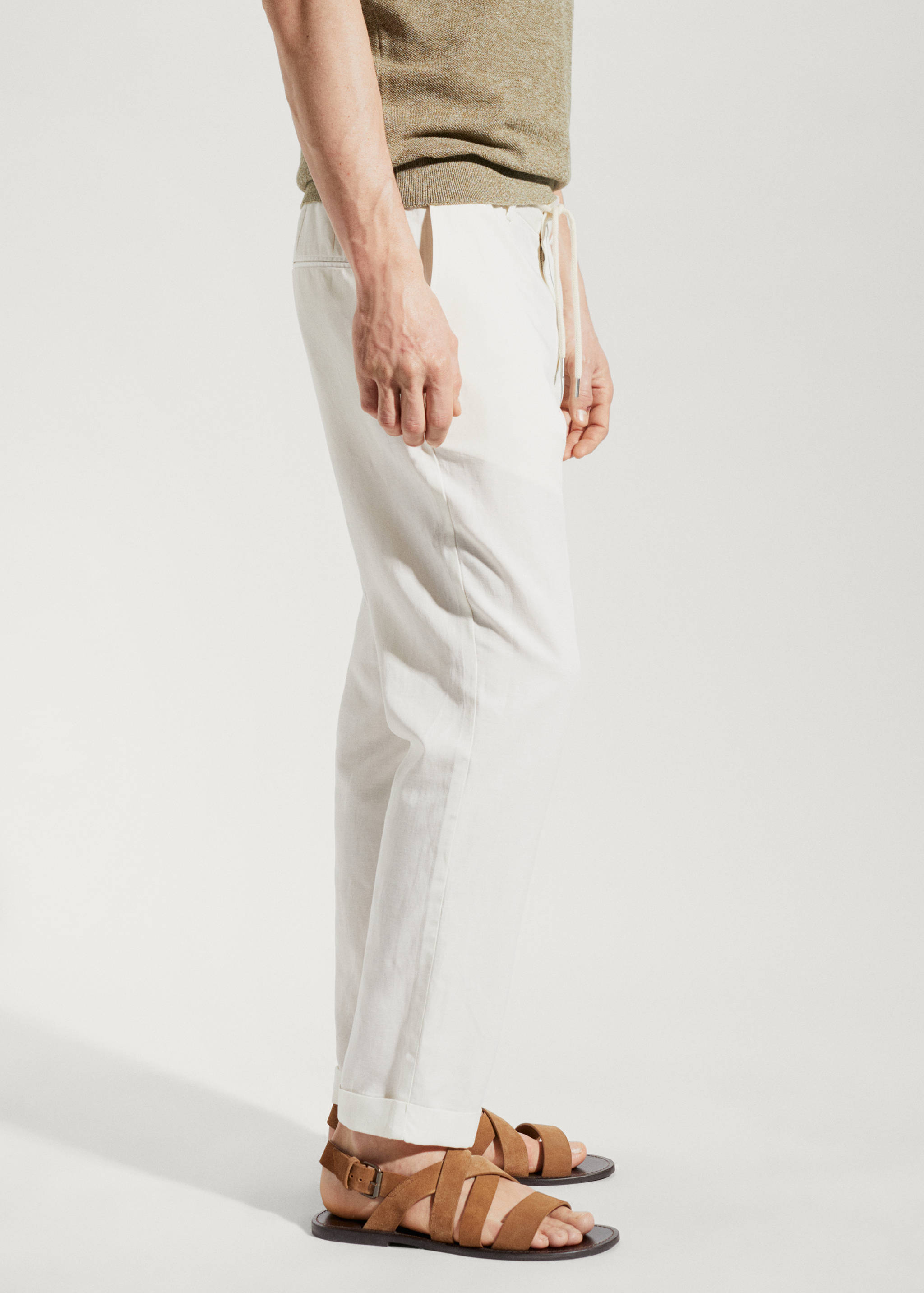 Linen drawstring trousers - lyocell - Details of the article 4