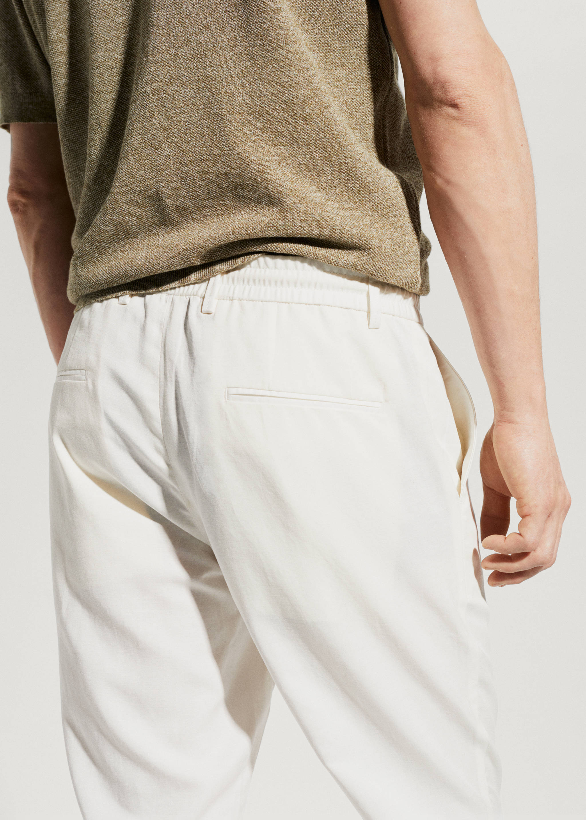 Linen drawstring trousers - lyocell - Details of the article 2