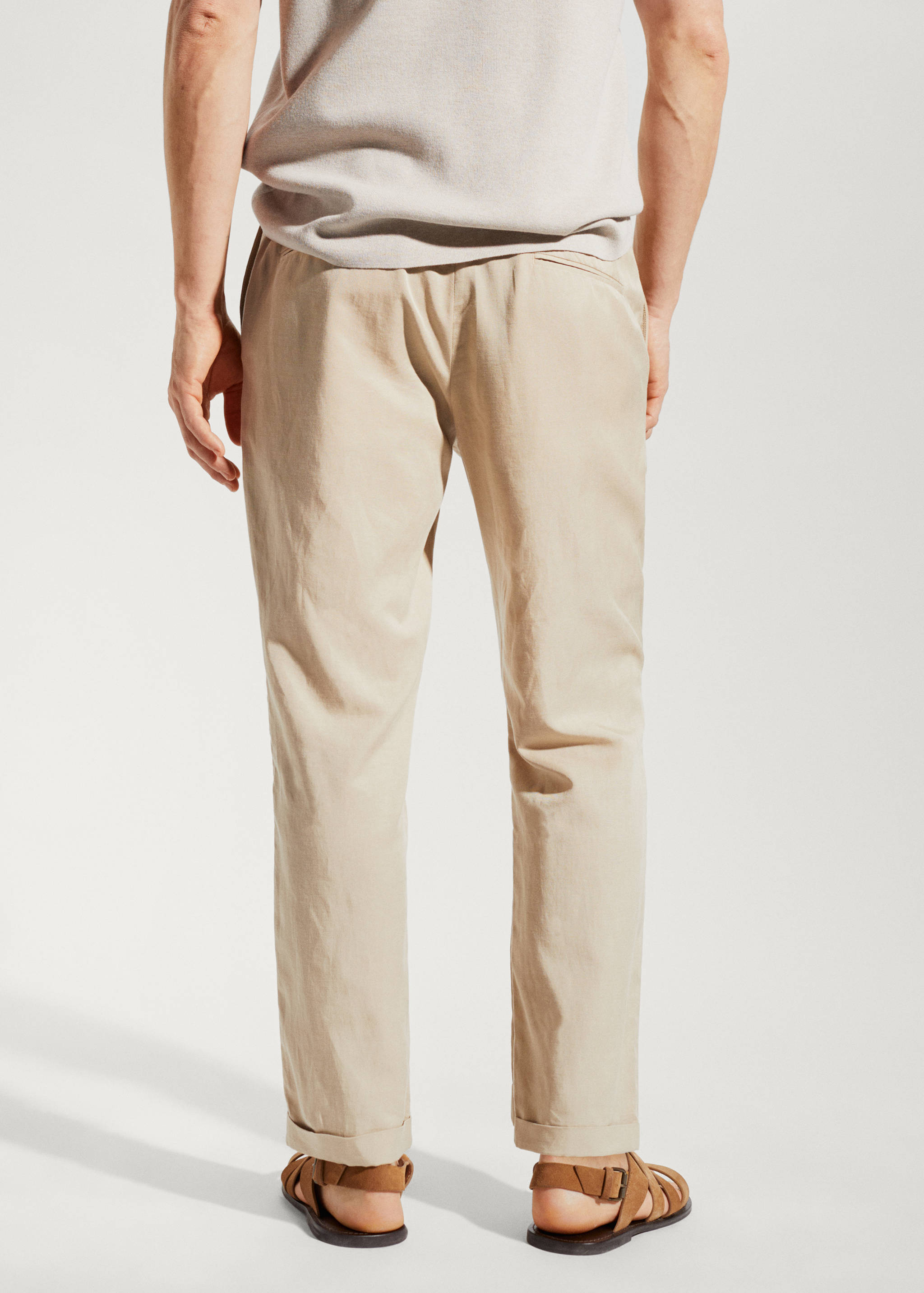 Linen drawstring trousers - lyocell - Reverse of the article