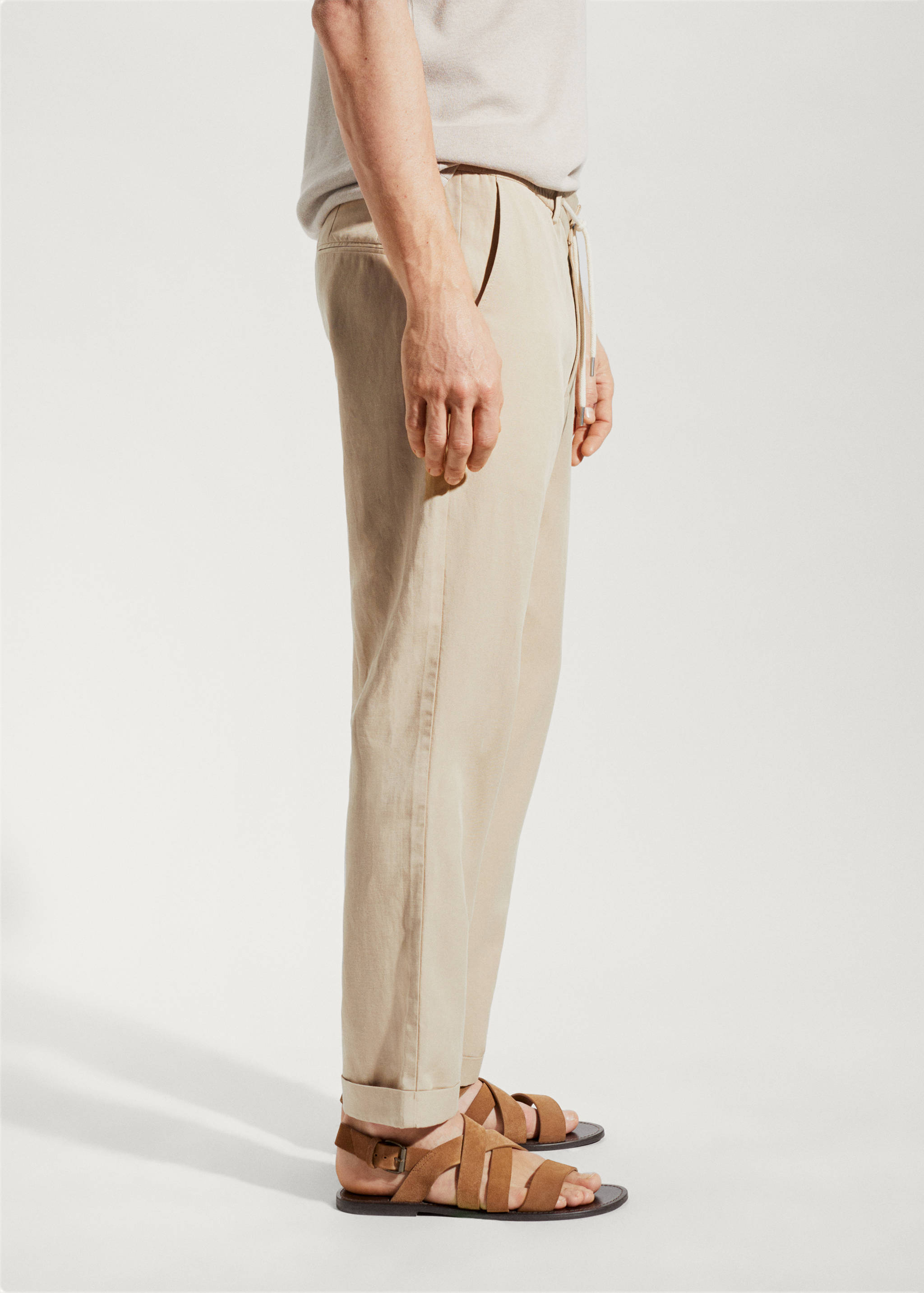 Linen drawstring trousers - lyocell - Details of the article 4