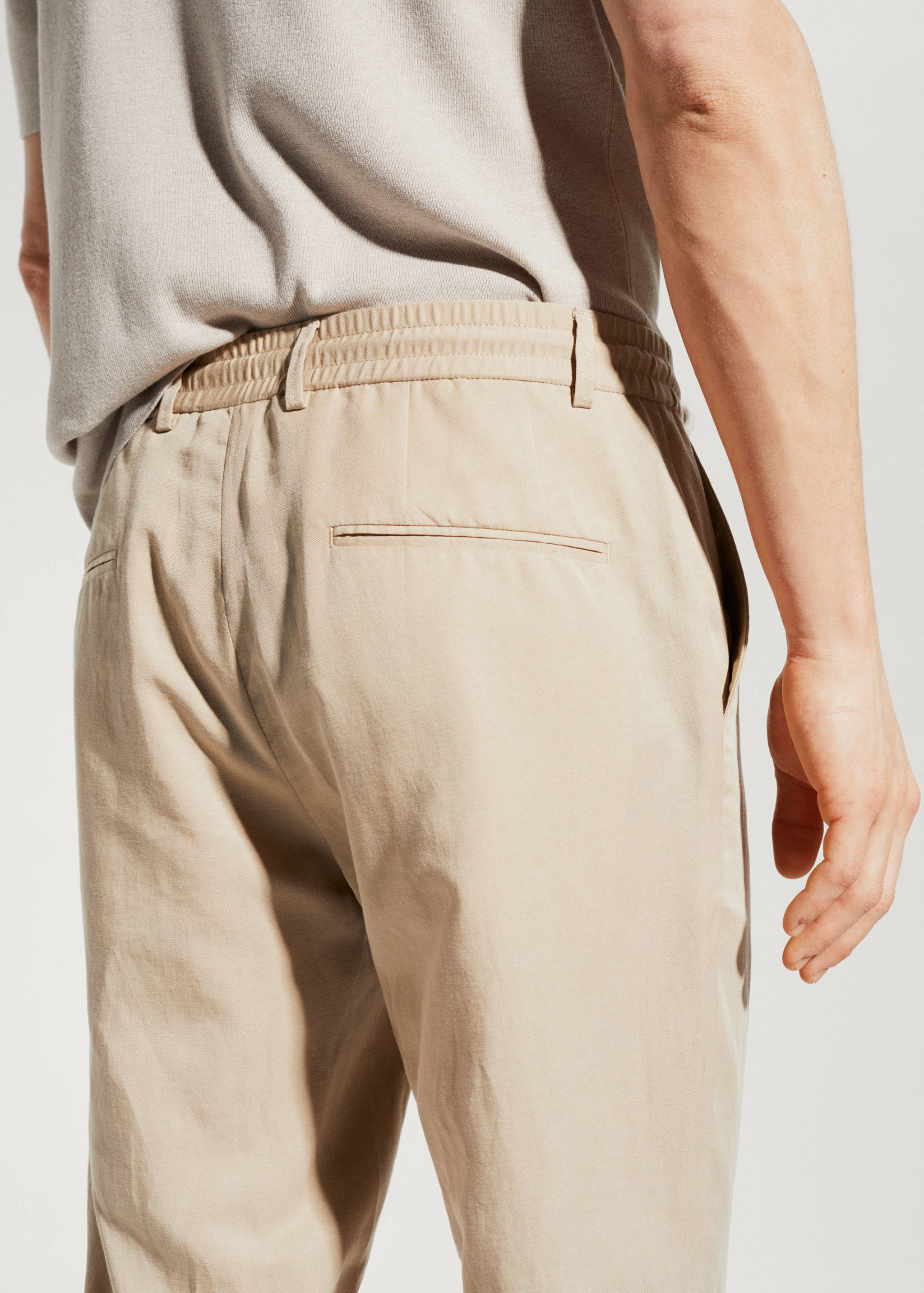 Linen drawstring trousers - lyocell - Details of the article 2