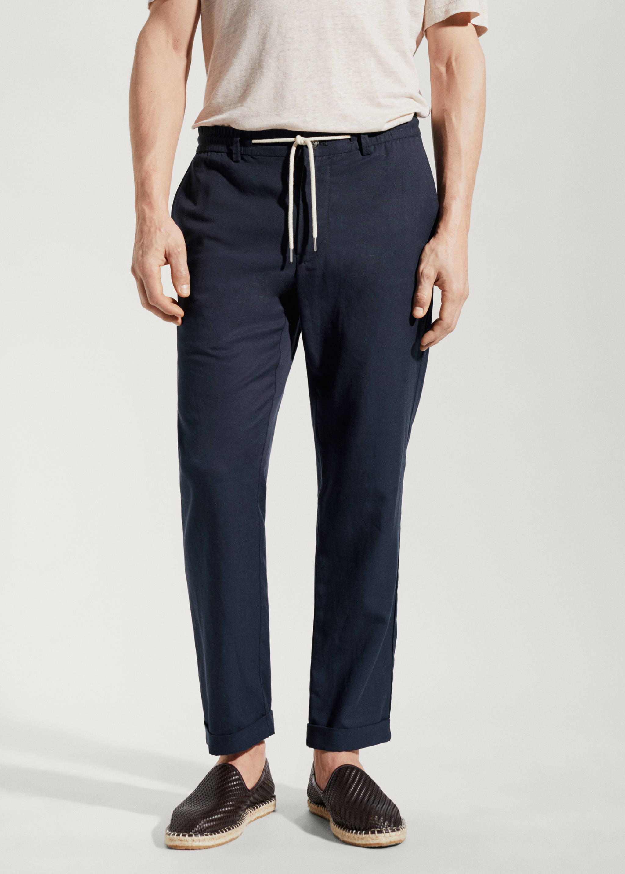 Linen drawstring trousers - lyocell - Medium plane