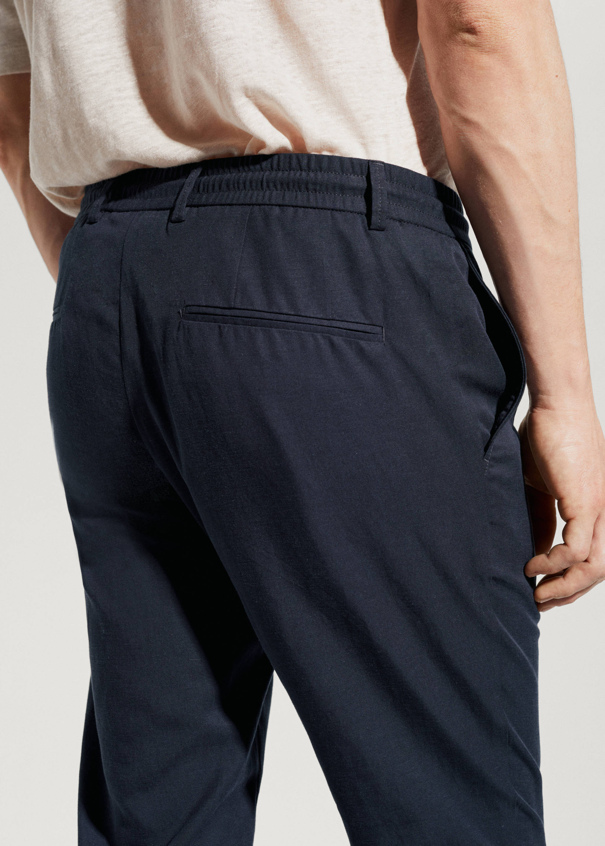 Linen drawstring trousers - lyocell - Details of the article 1