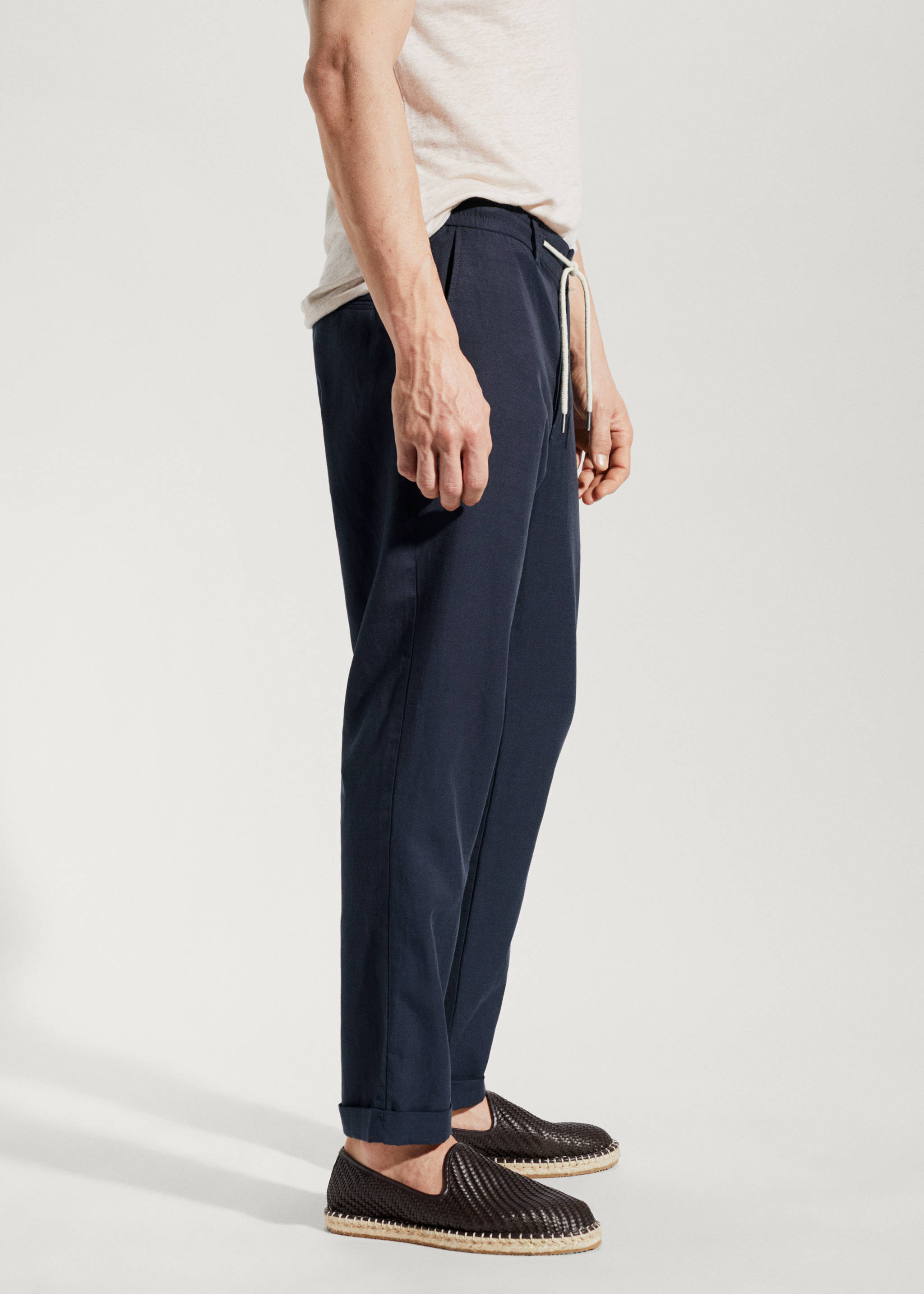 Linen drawstring trousers - lyocell - Details of the article 2