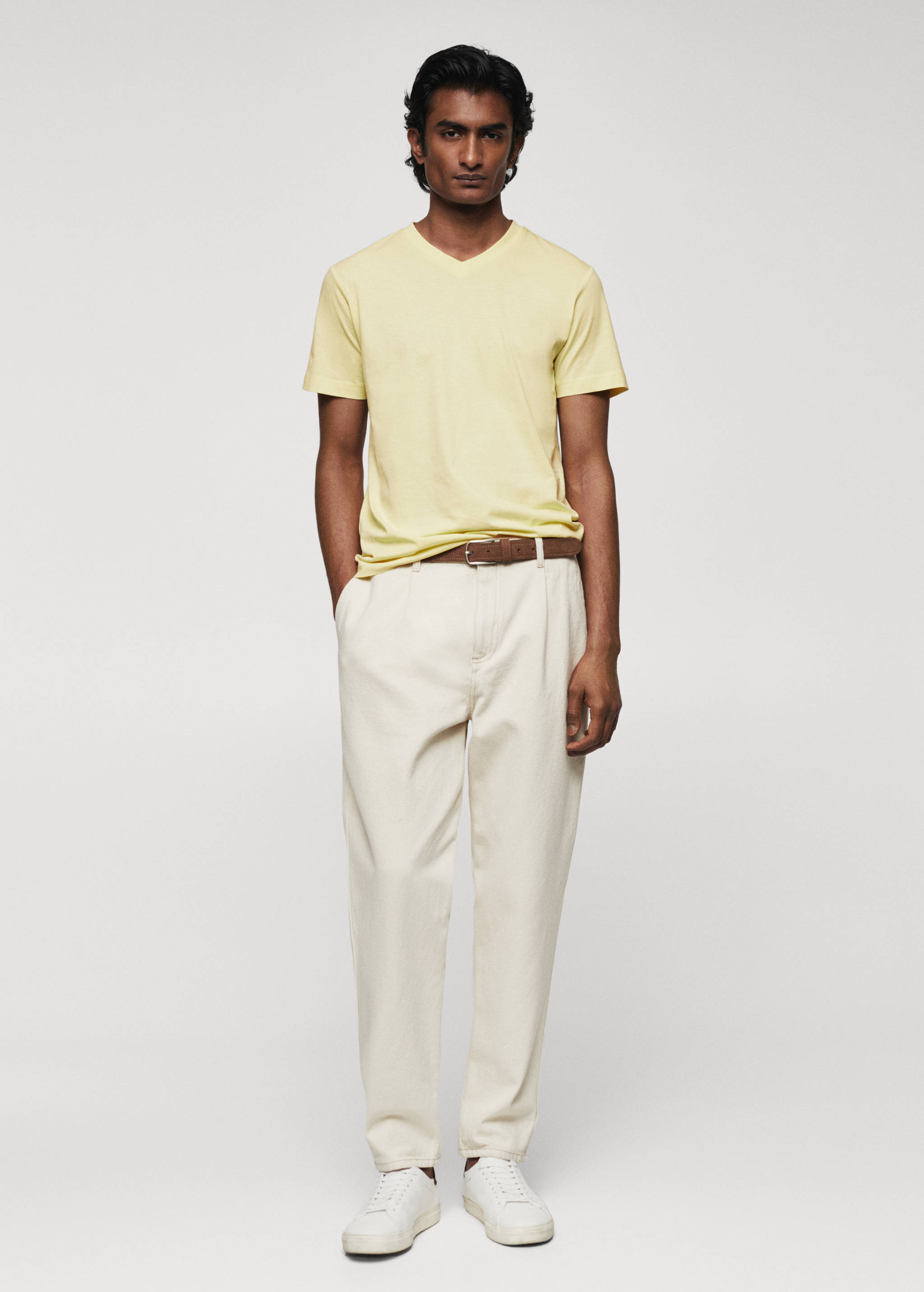 T-shirt col V 100 % coton - Plan général