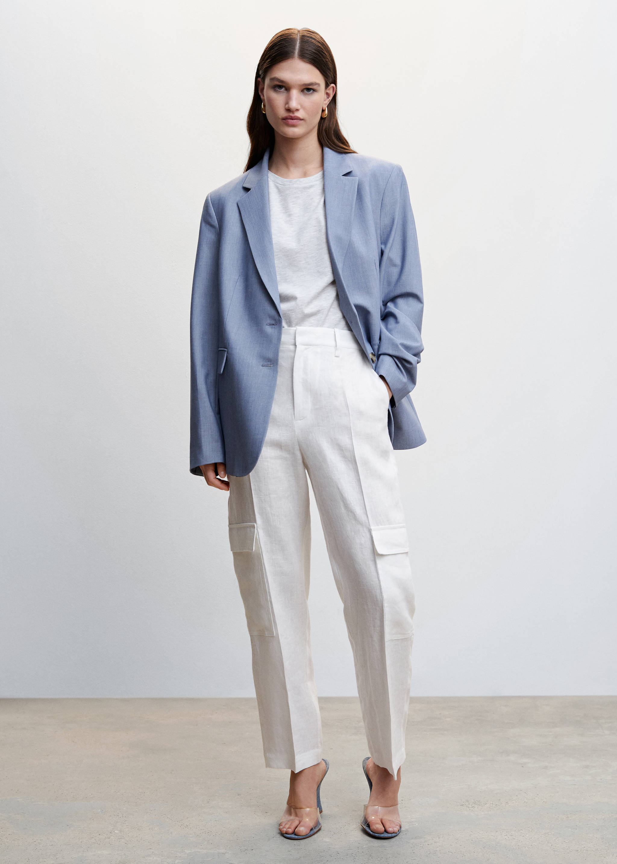 Linen cargo trousers - General plane