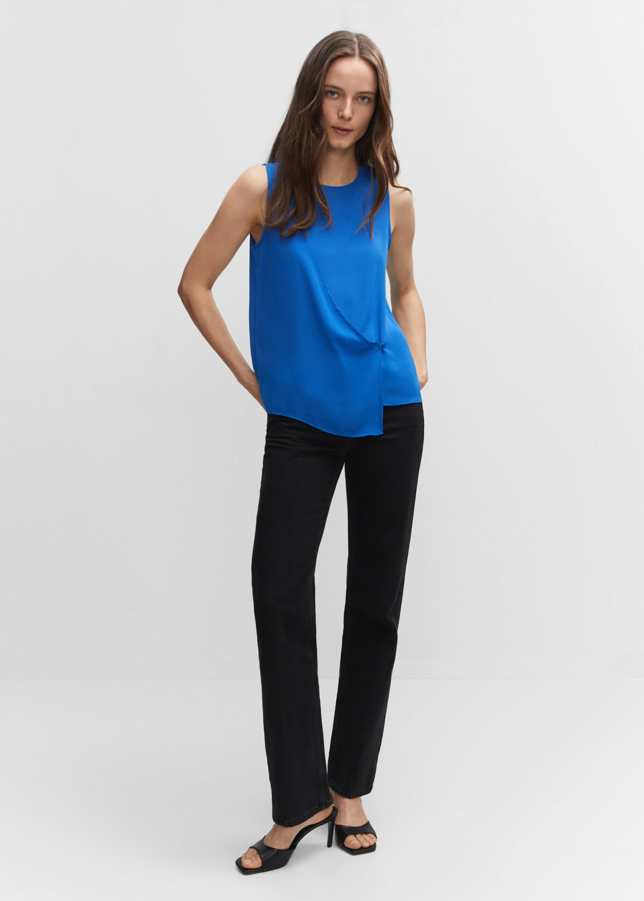 Blusa cruzada botón - Plano general