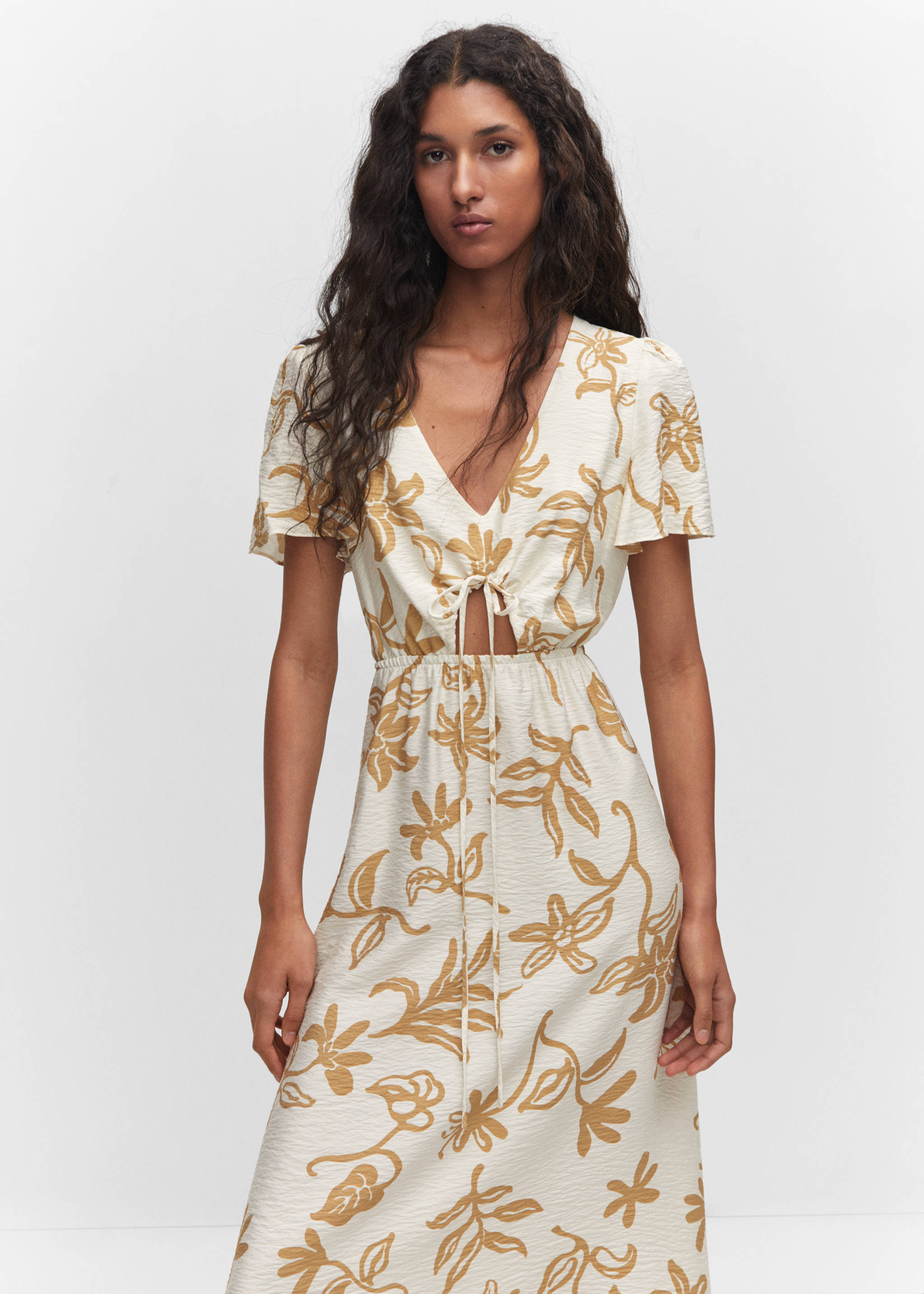 Printed cut-out detail dress - Medium plane