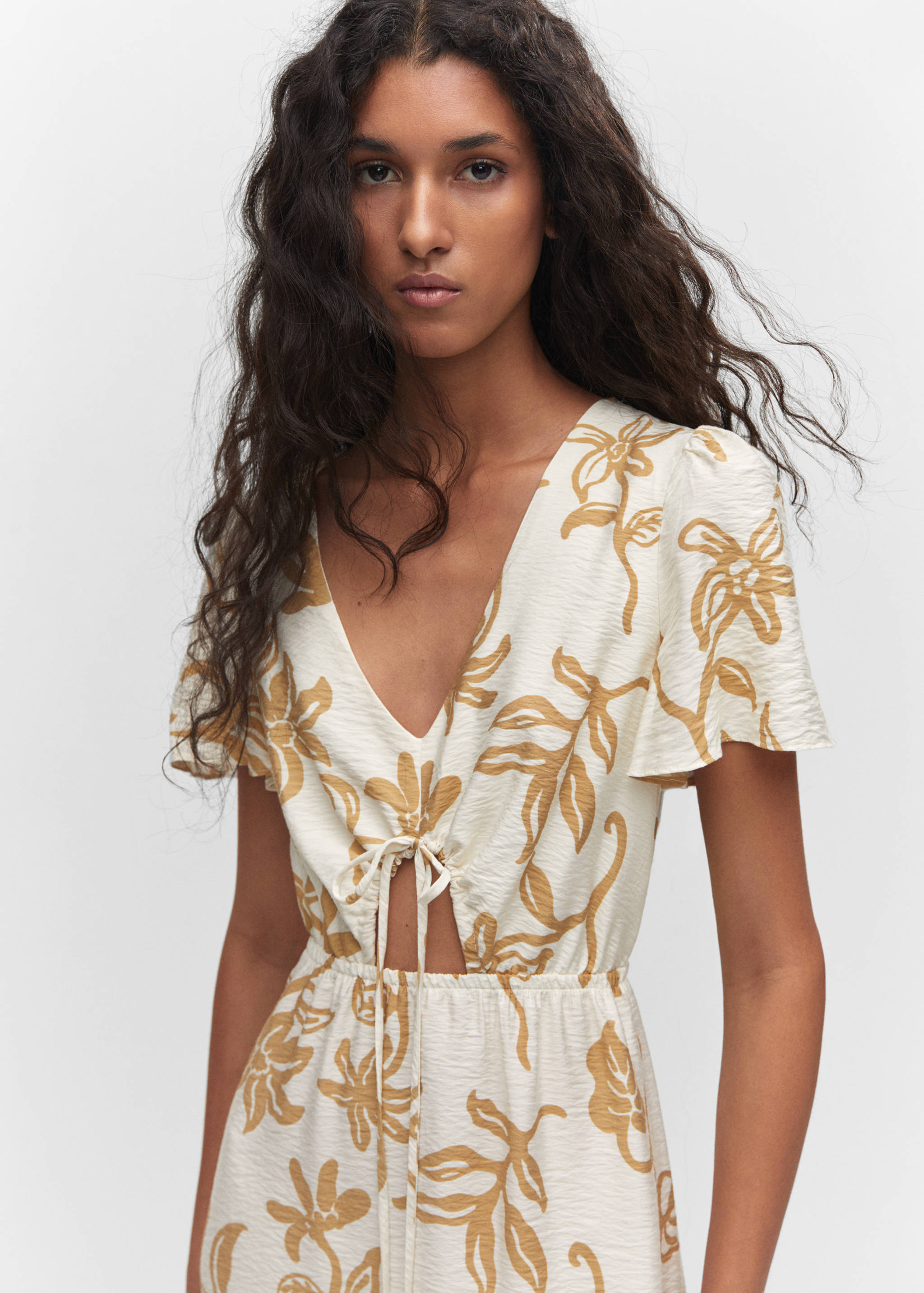 Printed cut-out detail dress - Details of the article 1