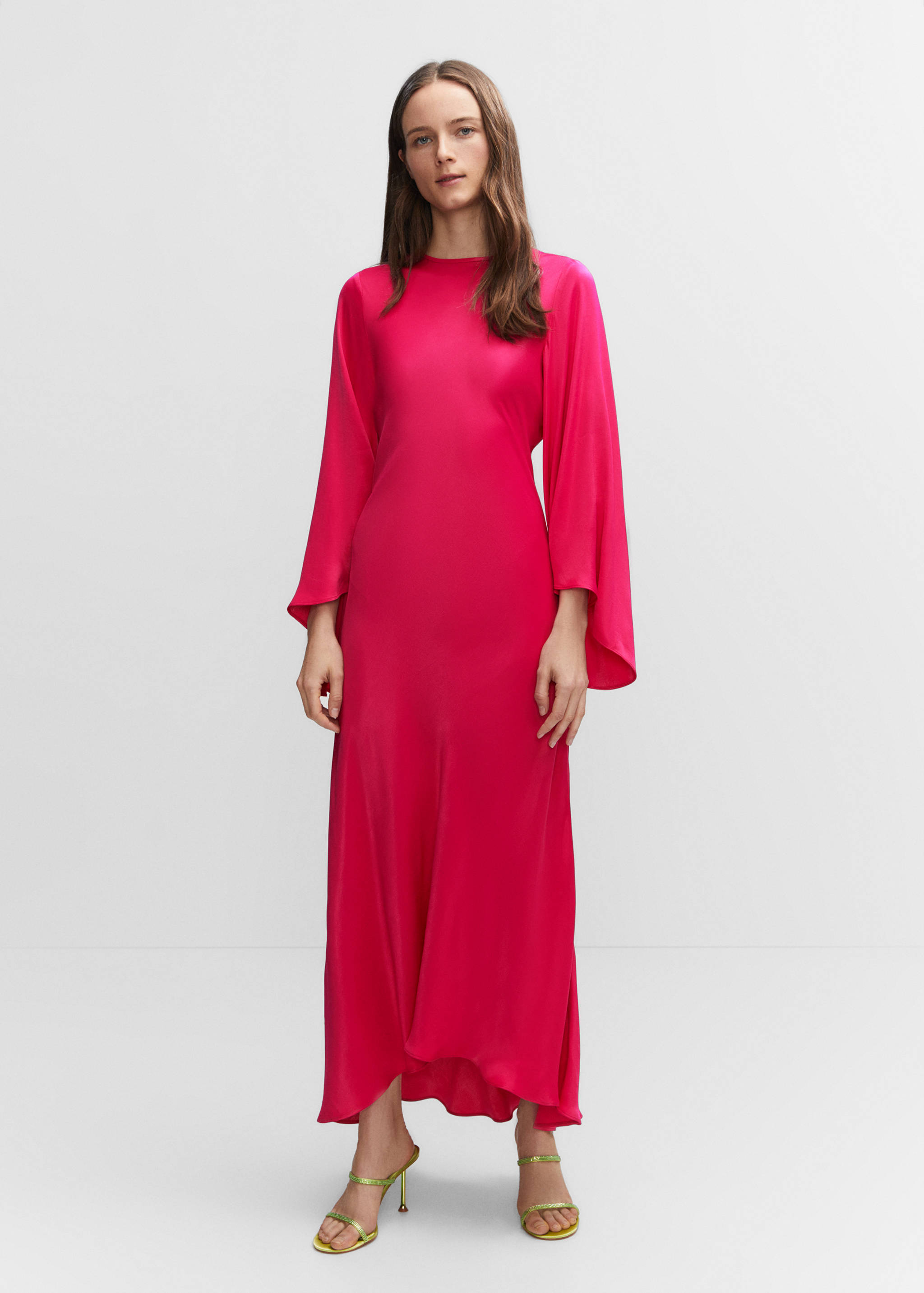 Robe satinée manches cloche - Plan général