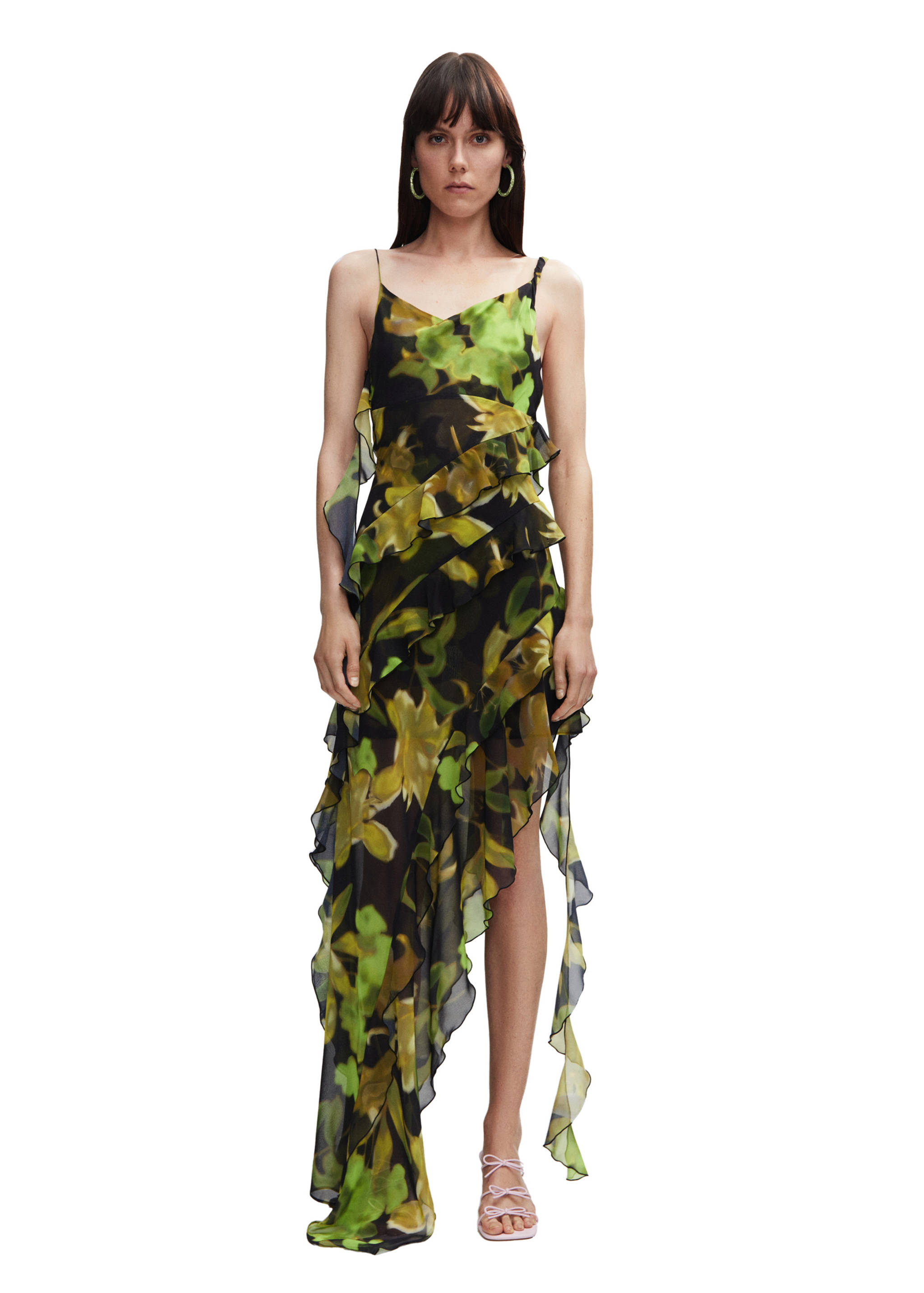 Asymmetric ruffled dress - Women | MANGO Macedonia
