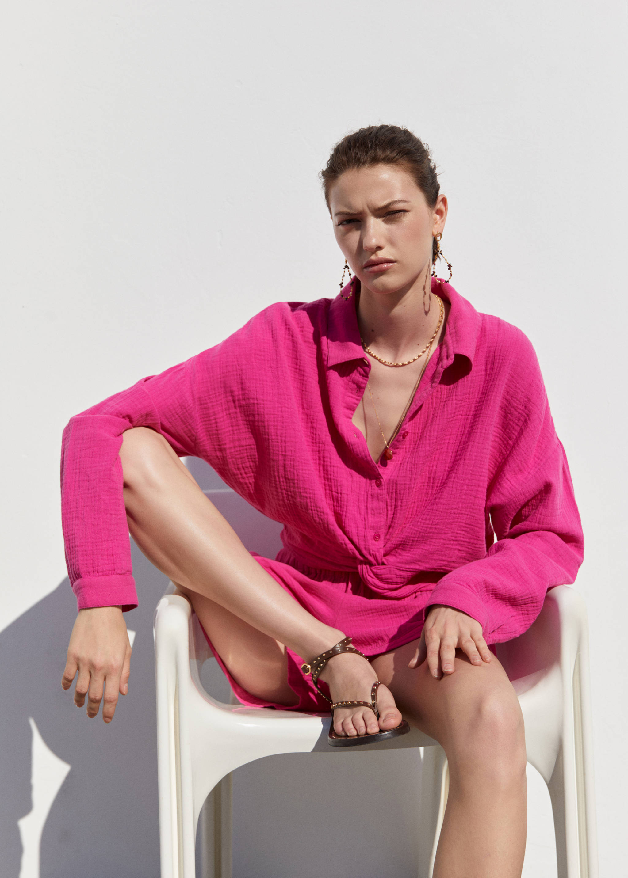 Shorts algodón cintura elástica - Plano medio