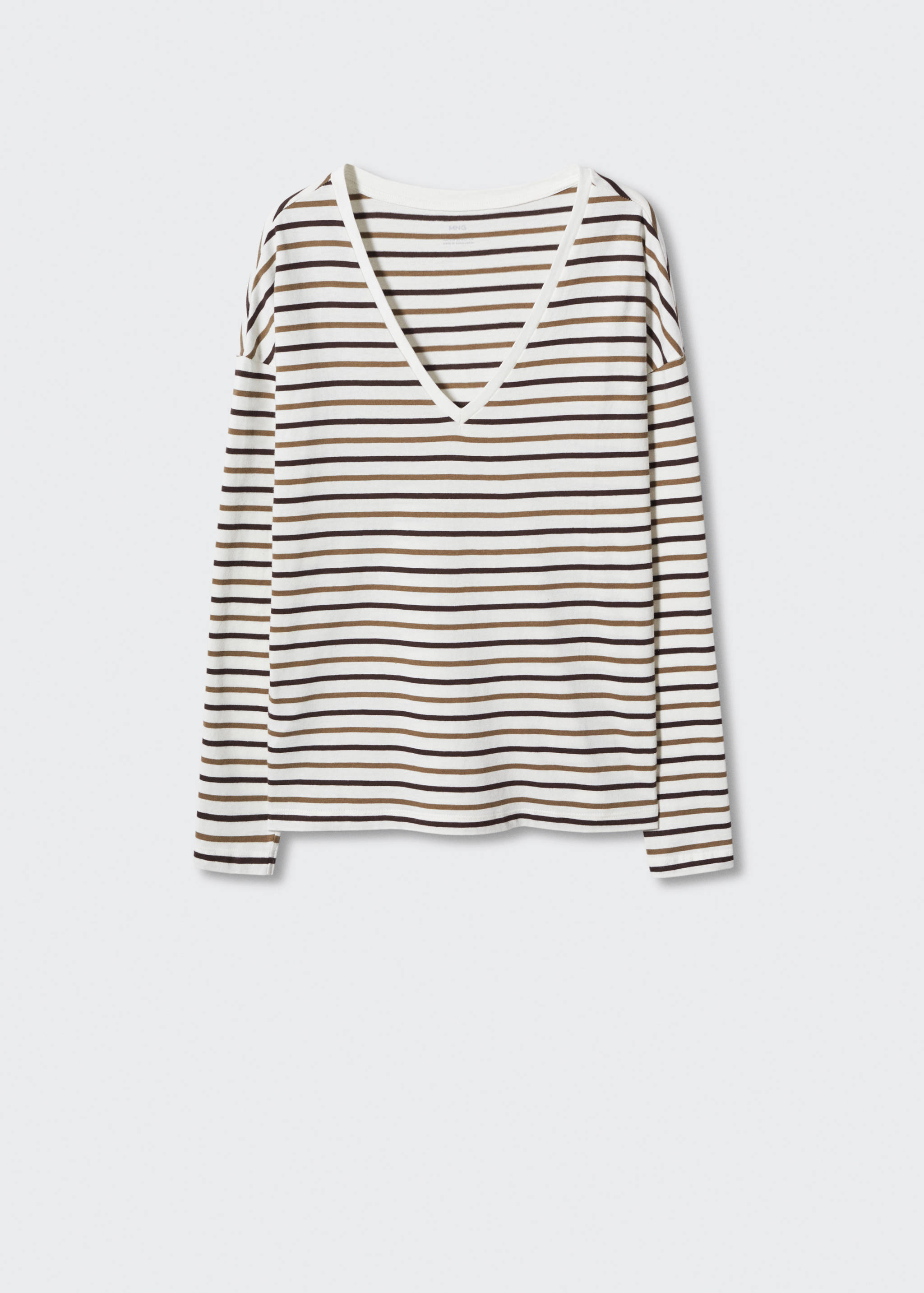 تي شيرت قطني بتصميم رقبة على شكل حرف V - منتج دون نموذج