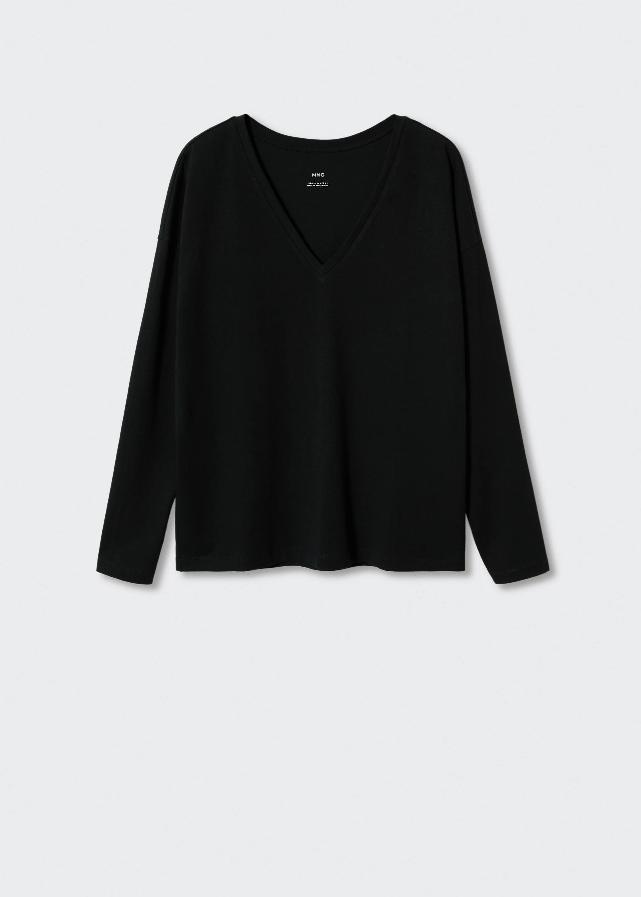 تي شيرت قطني بتصميم رقبة على شكل حرف V - منتج دون نموذج