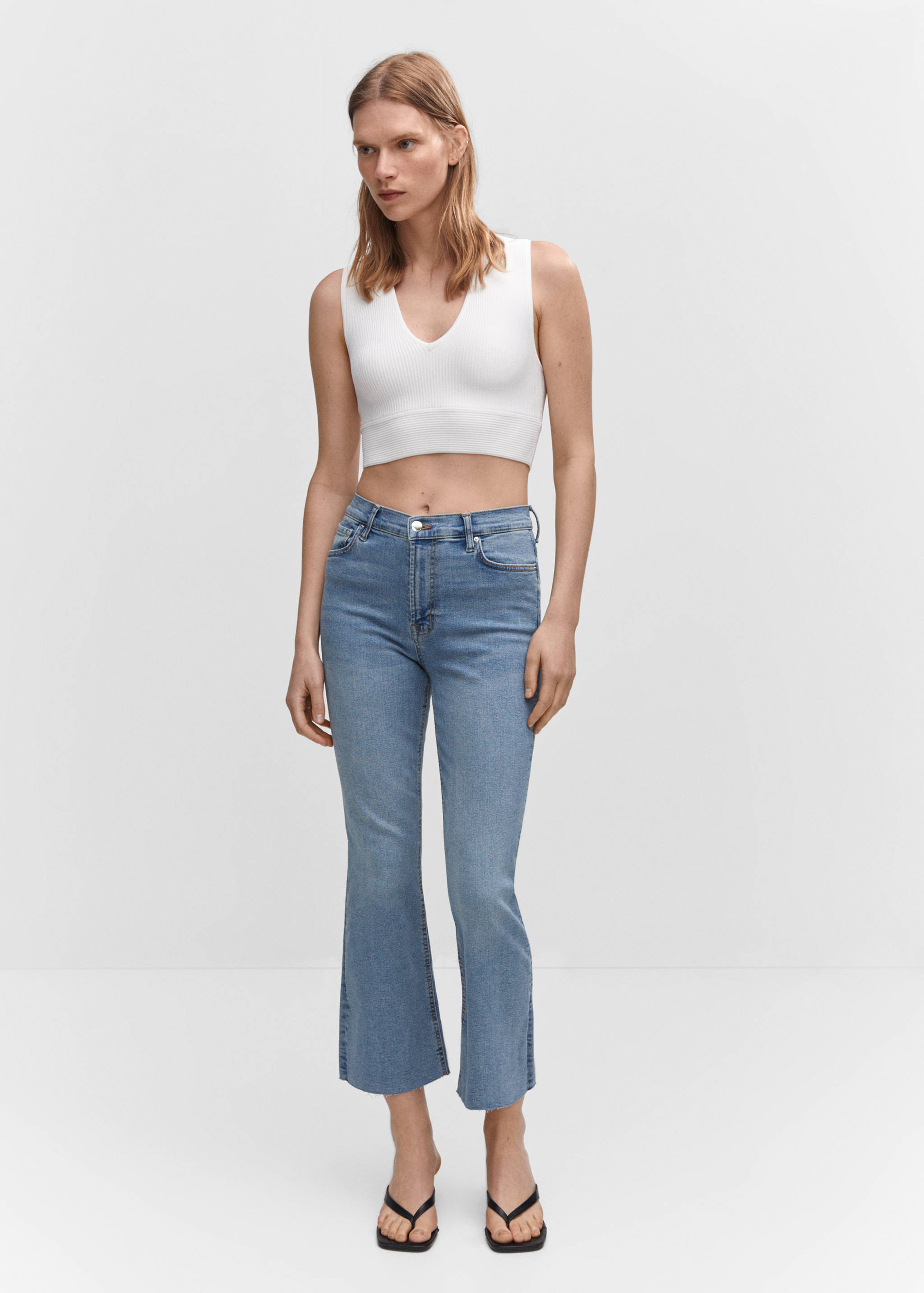 Crop flared jeans - General plane