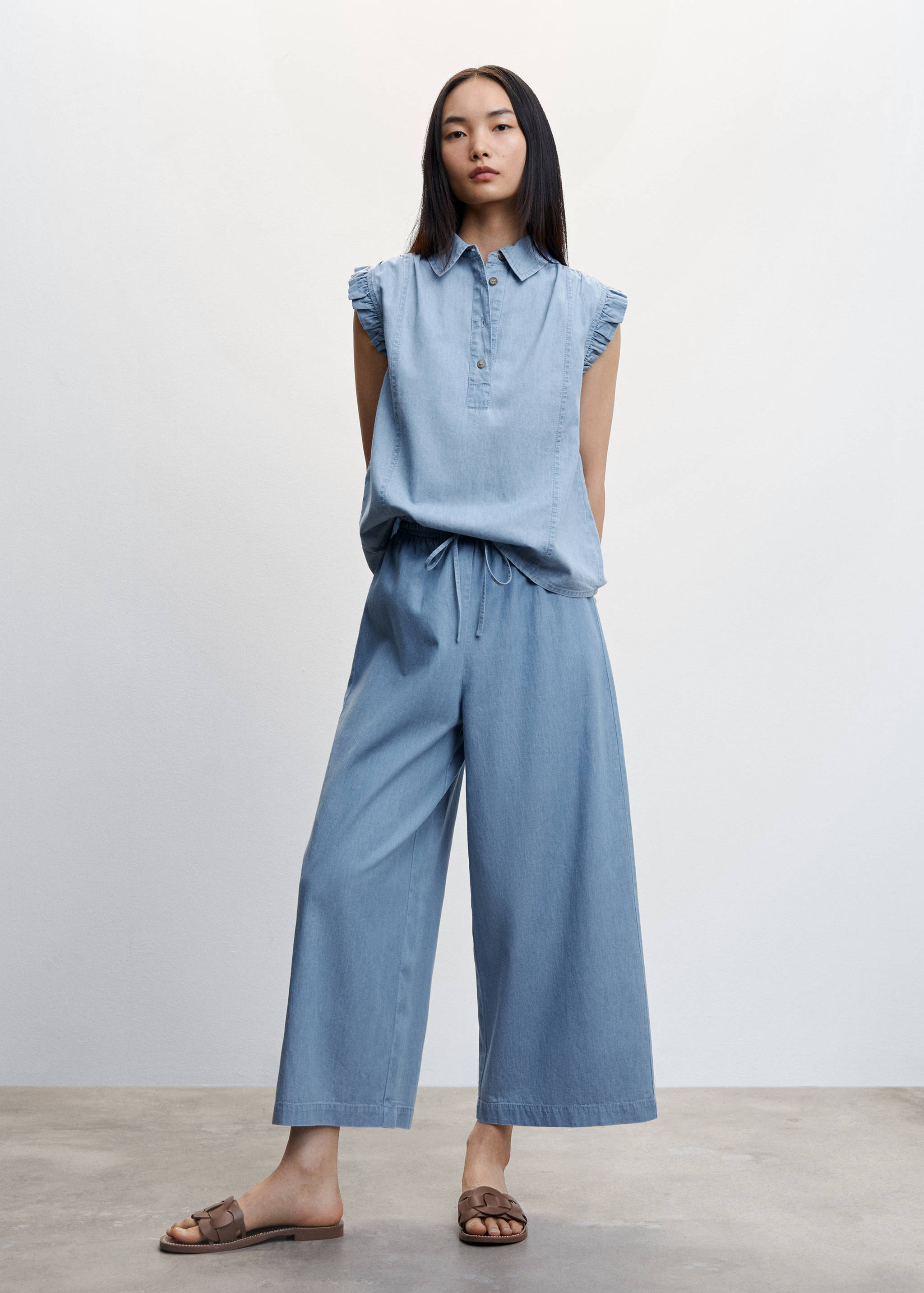 Pantalon style jupe-culotte coton Tencel - Plan général