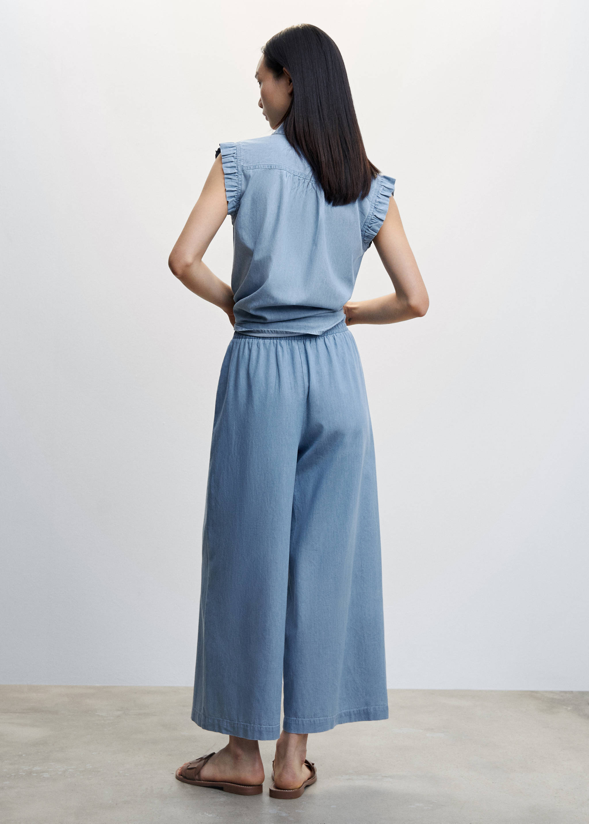 Pantalon style jupe-culotte coton Tencel - Verso de l’article