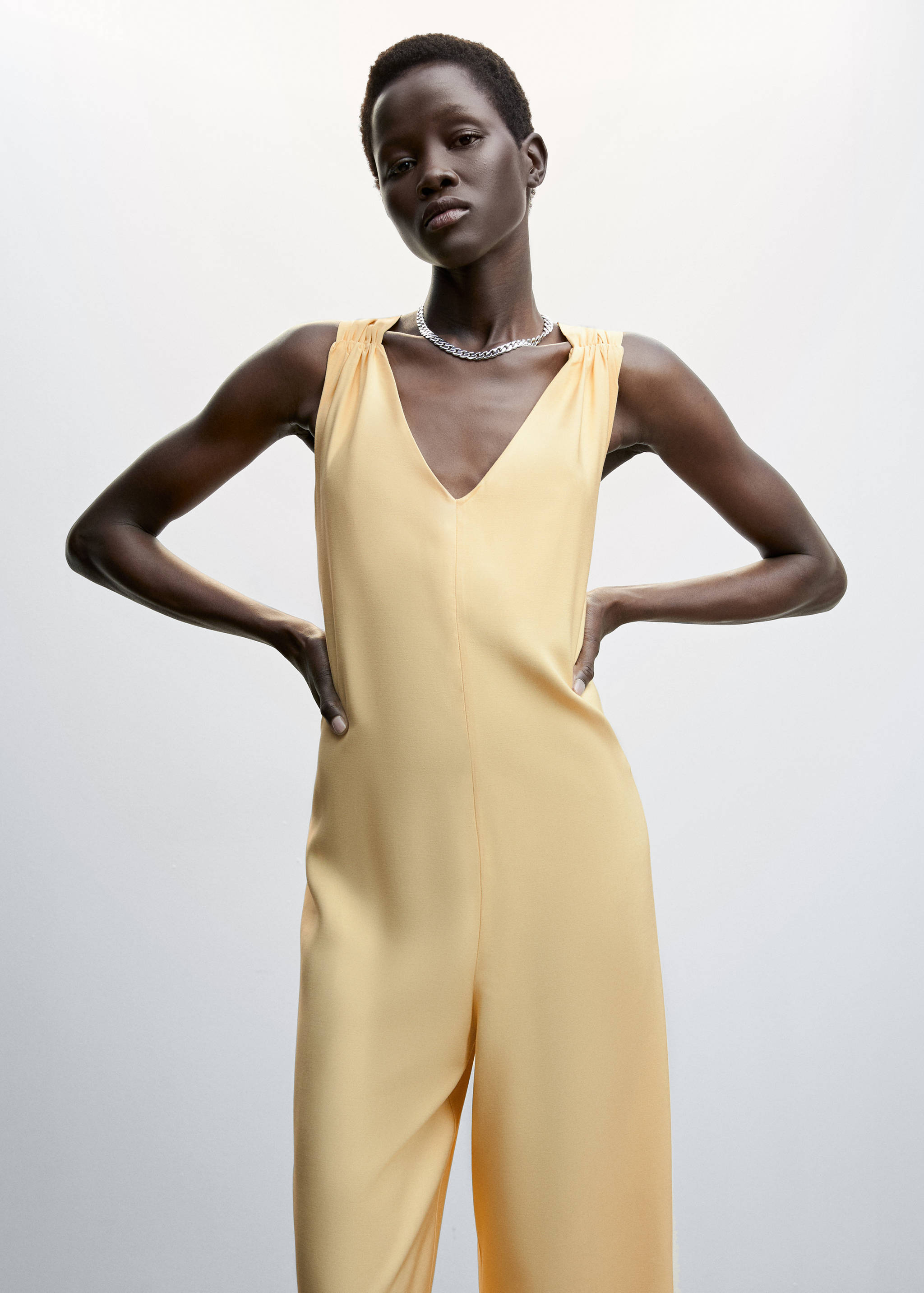 Wrap-back short jumpsuit - Medium plane