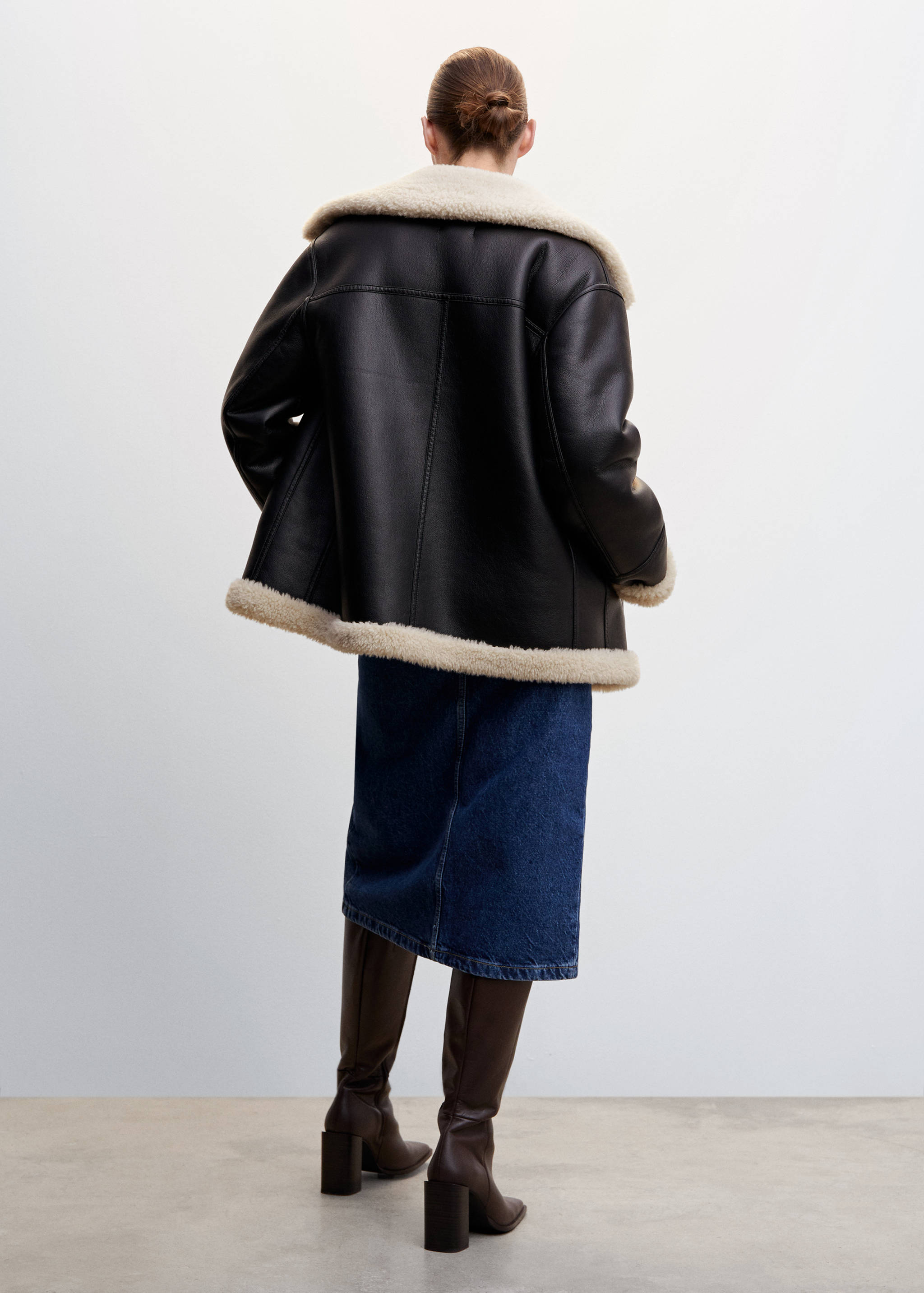 羊毛皮效果衬里夹克 - null