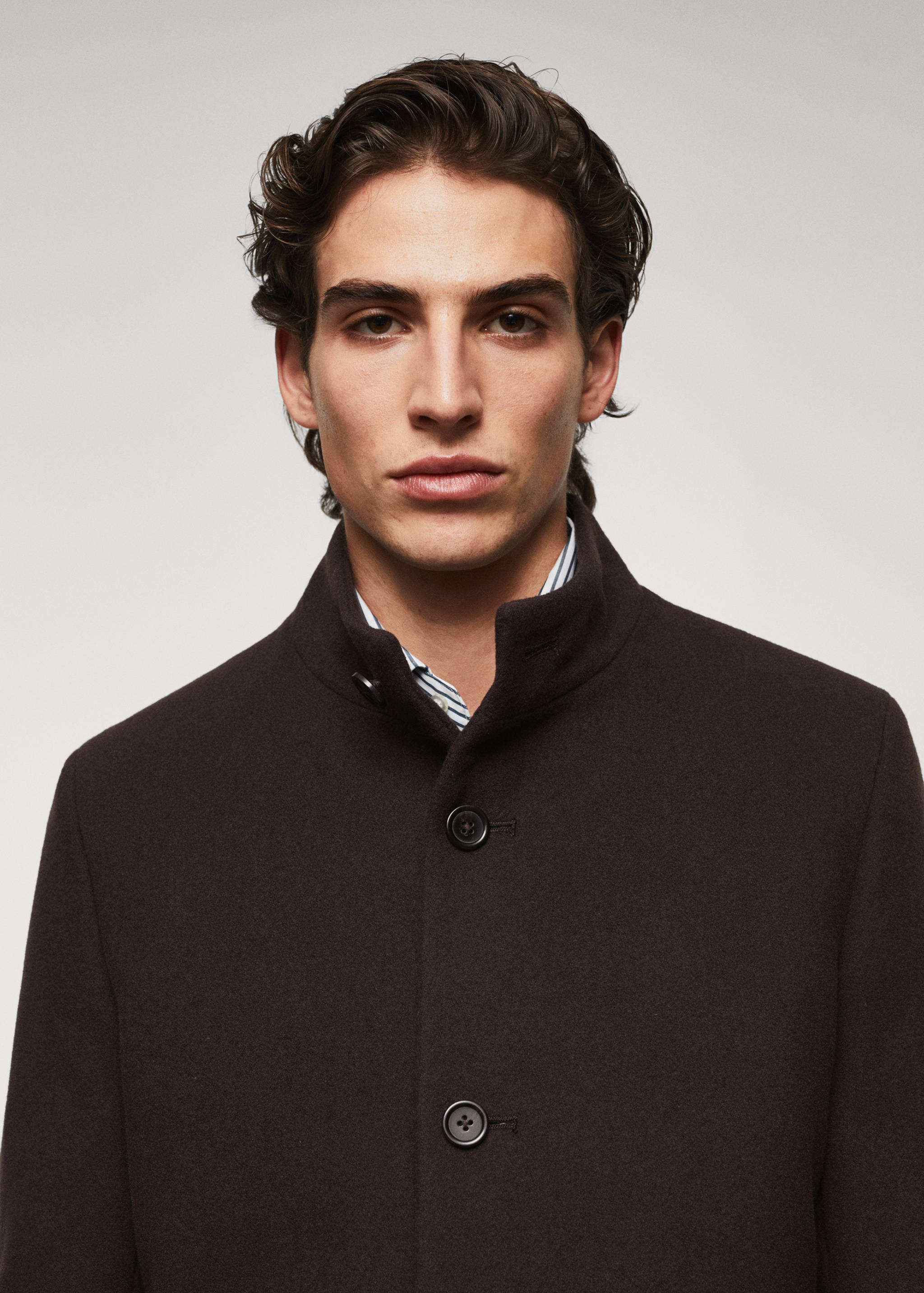 羊毛漏斗领大衣 - null