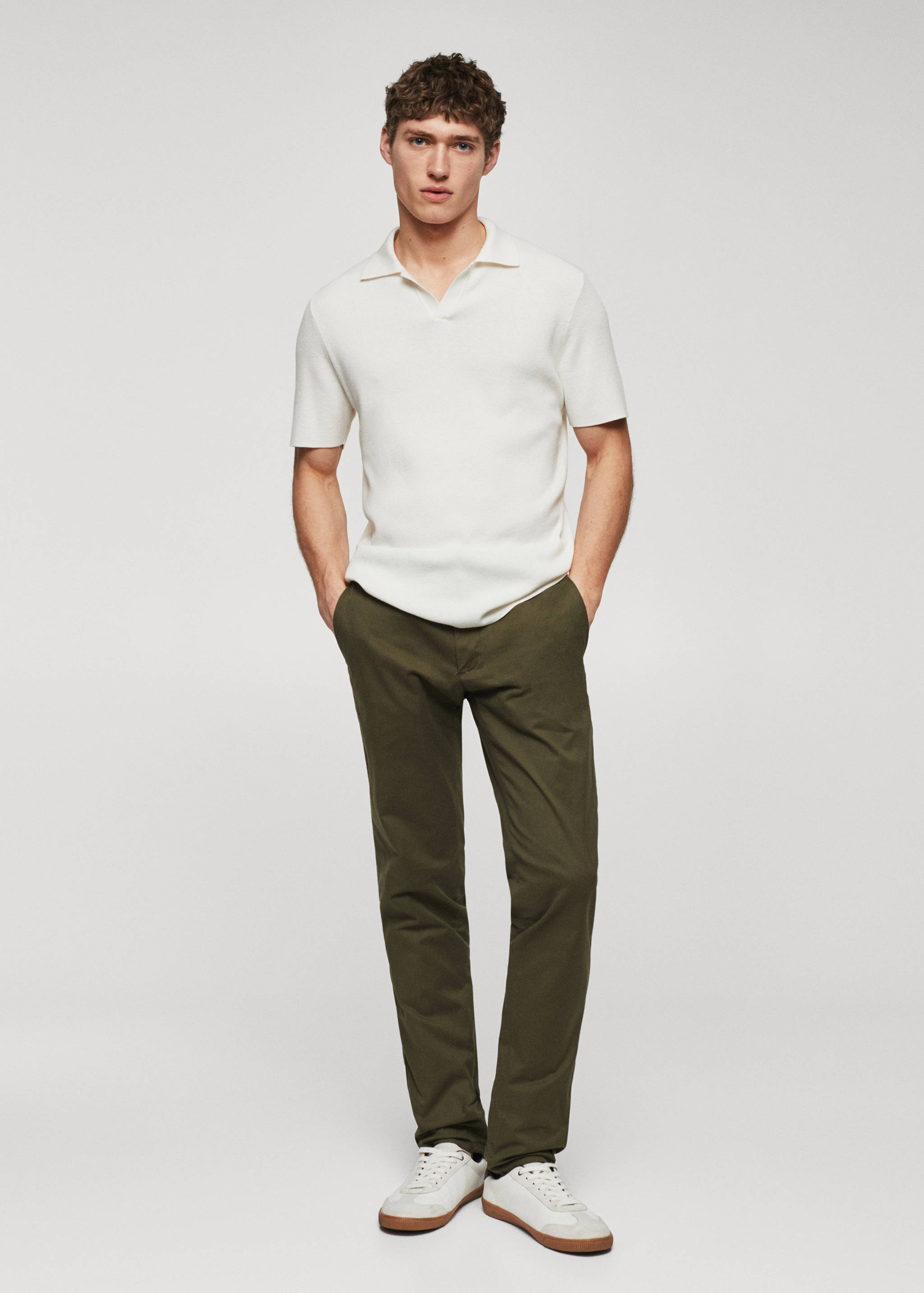 Slim fit serge chino trousers - General plane