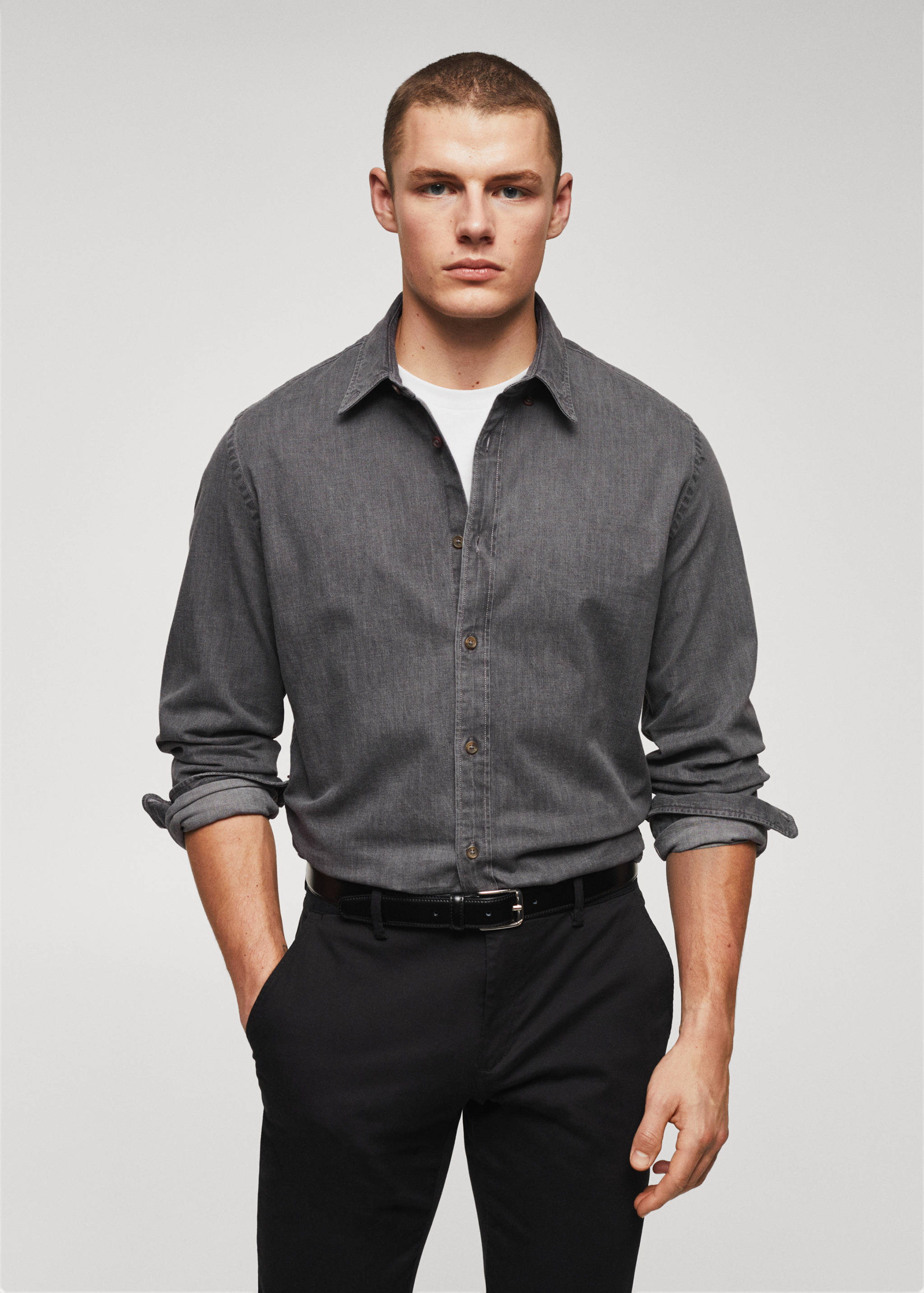 Slim-fit denim shirt - Medium plane