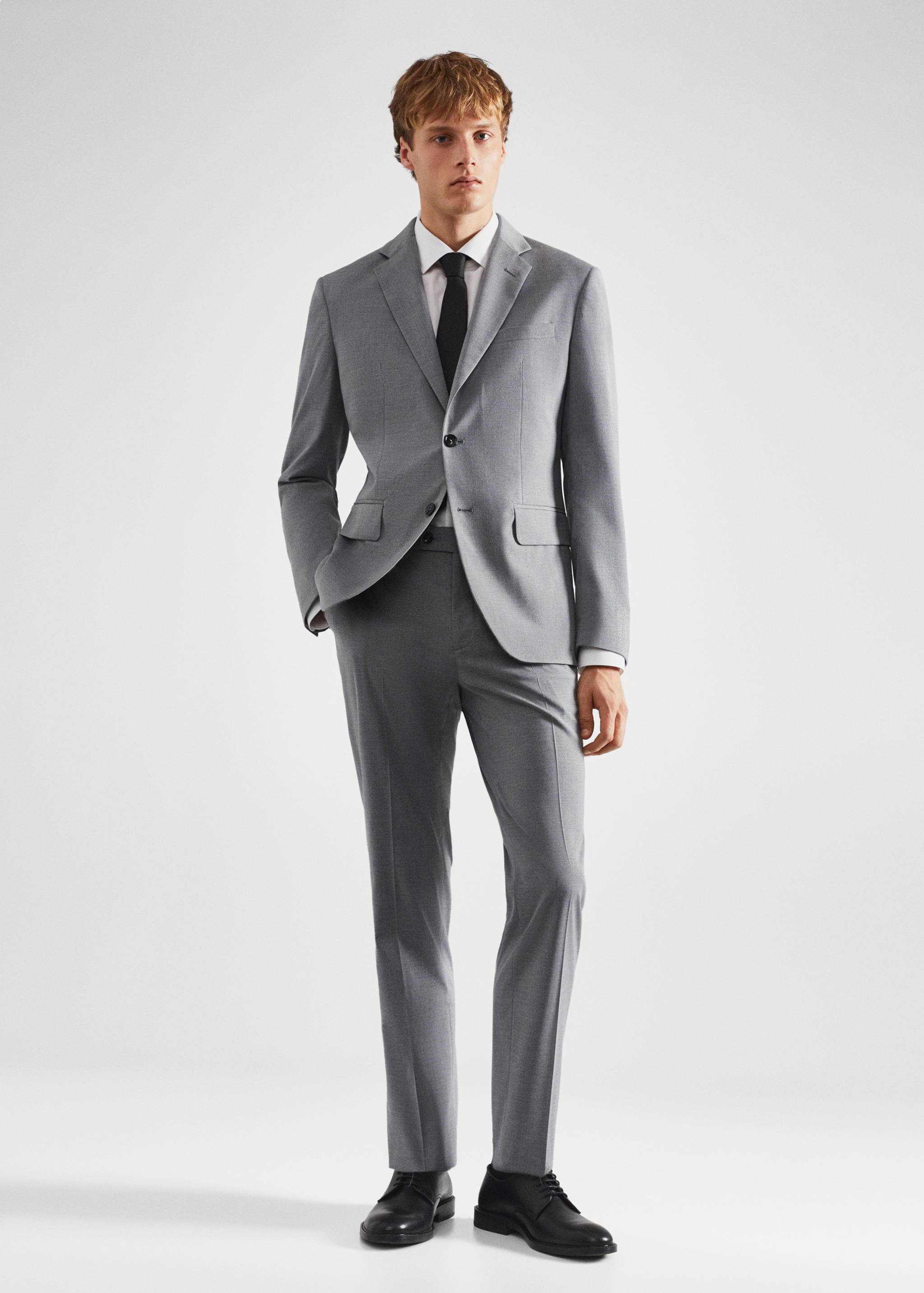Slim fit check suit trousers - General plane