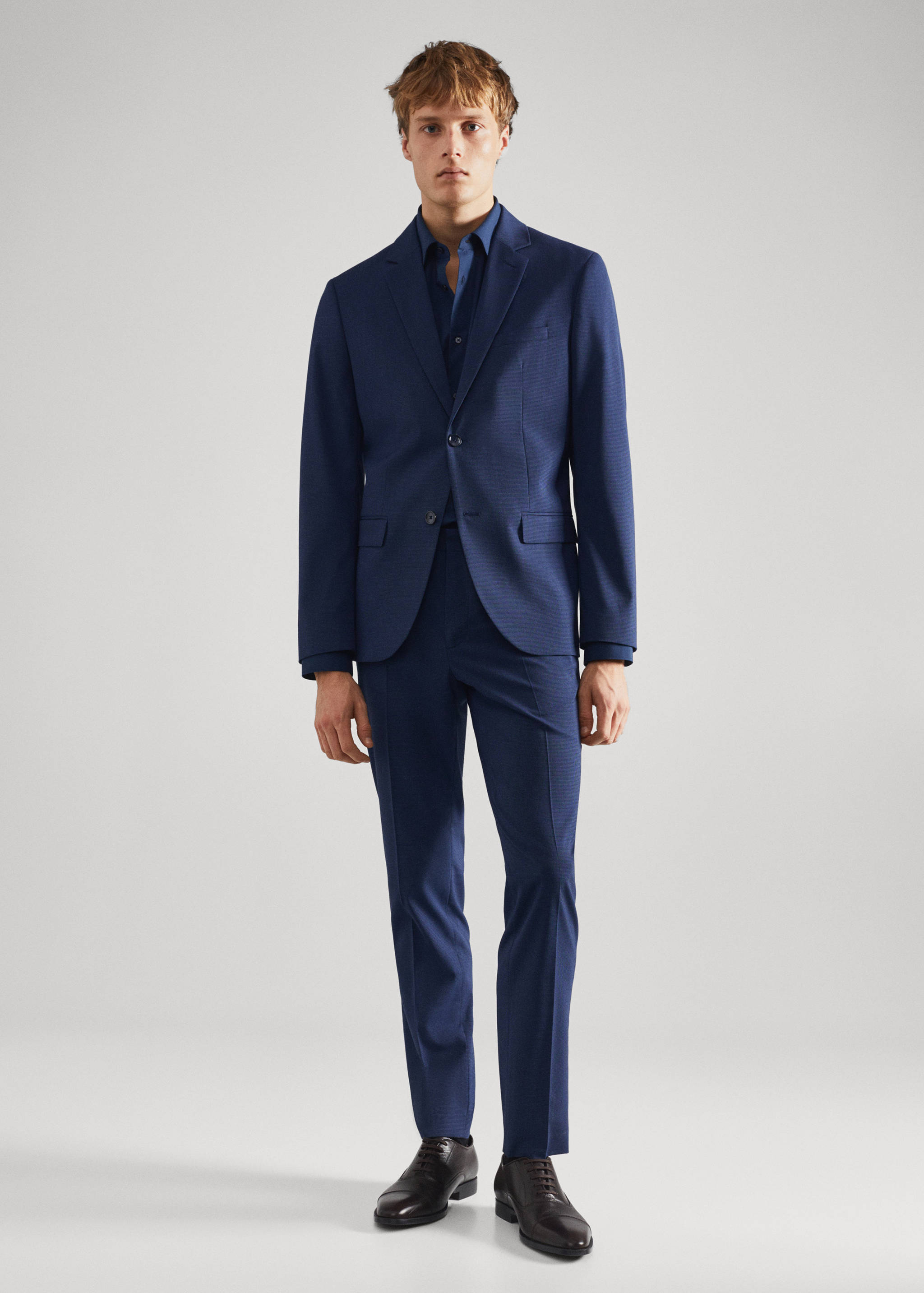 Slim fit stretch cotton suit shirt - General plane