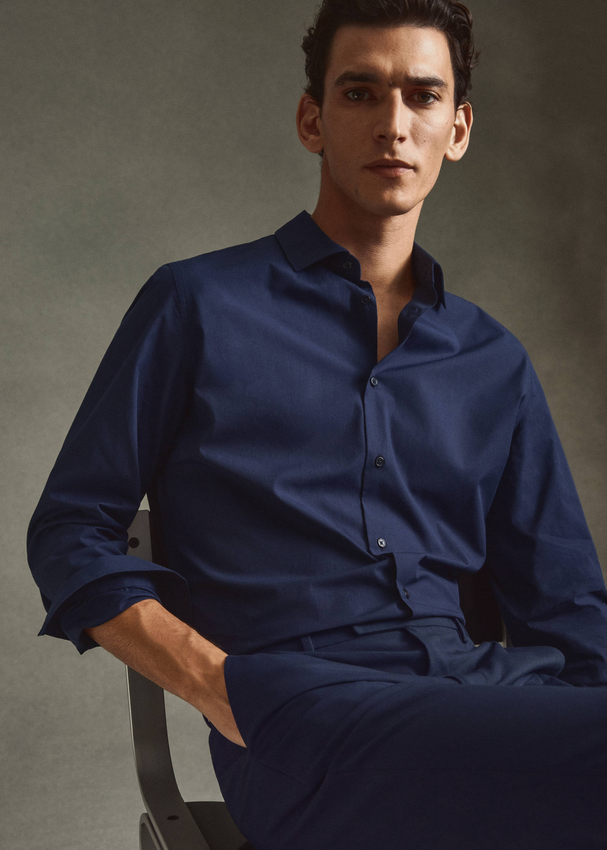 Slim fit stretch cotton suit shirt - Details of the article 5