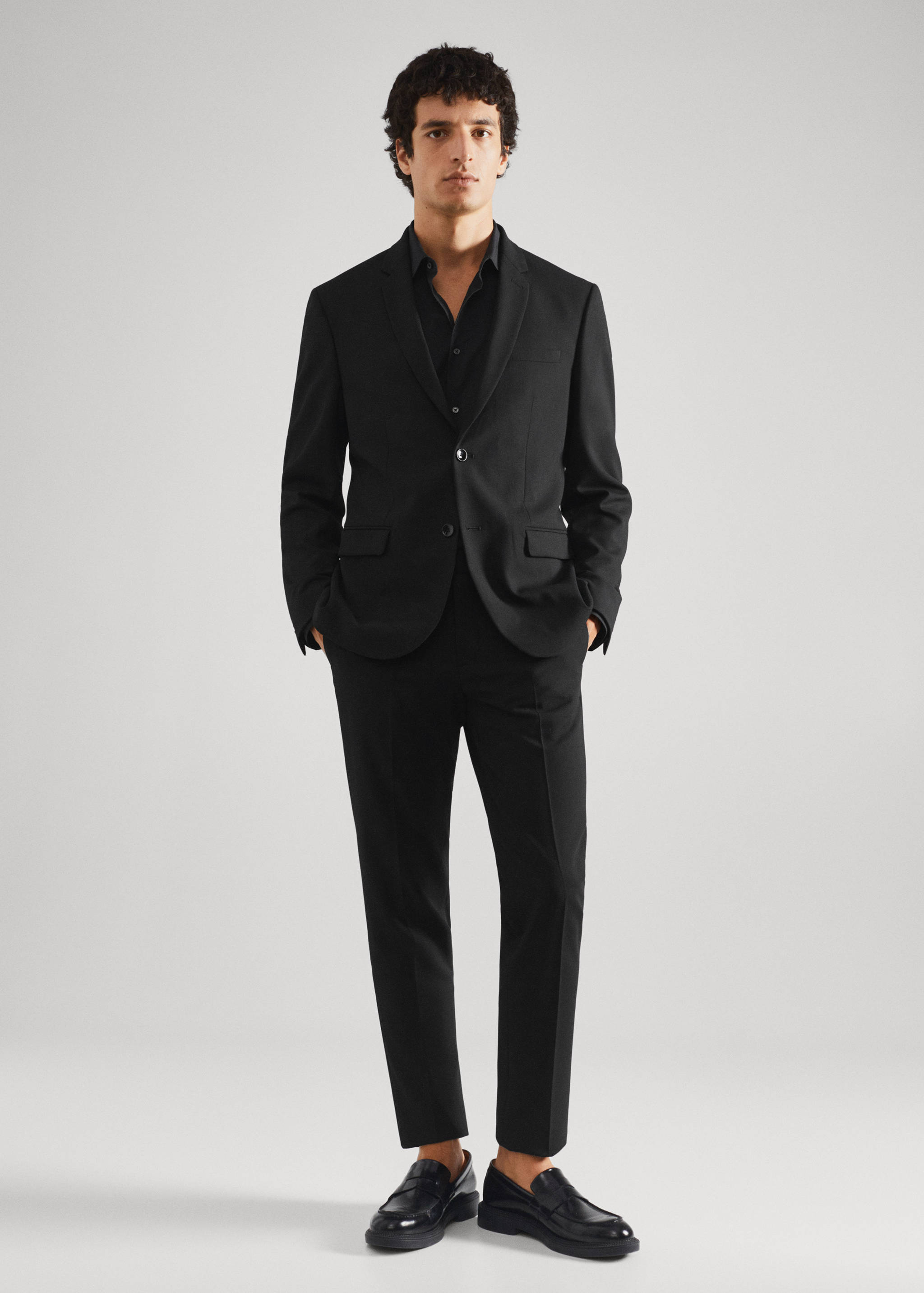 Slim fit stretch cotton suit shirt - General plane