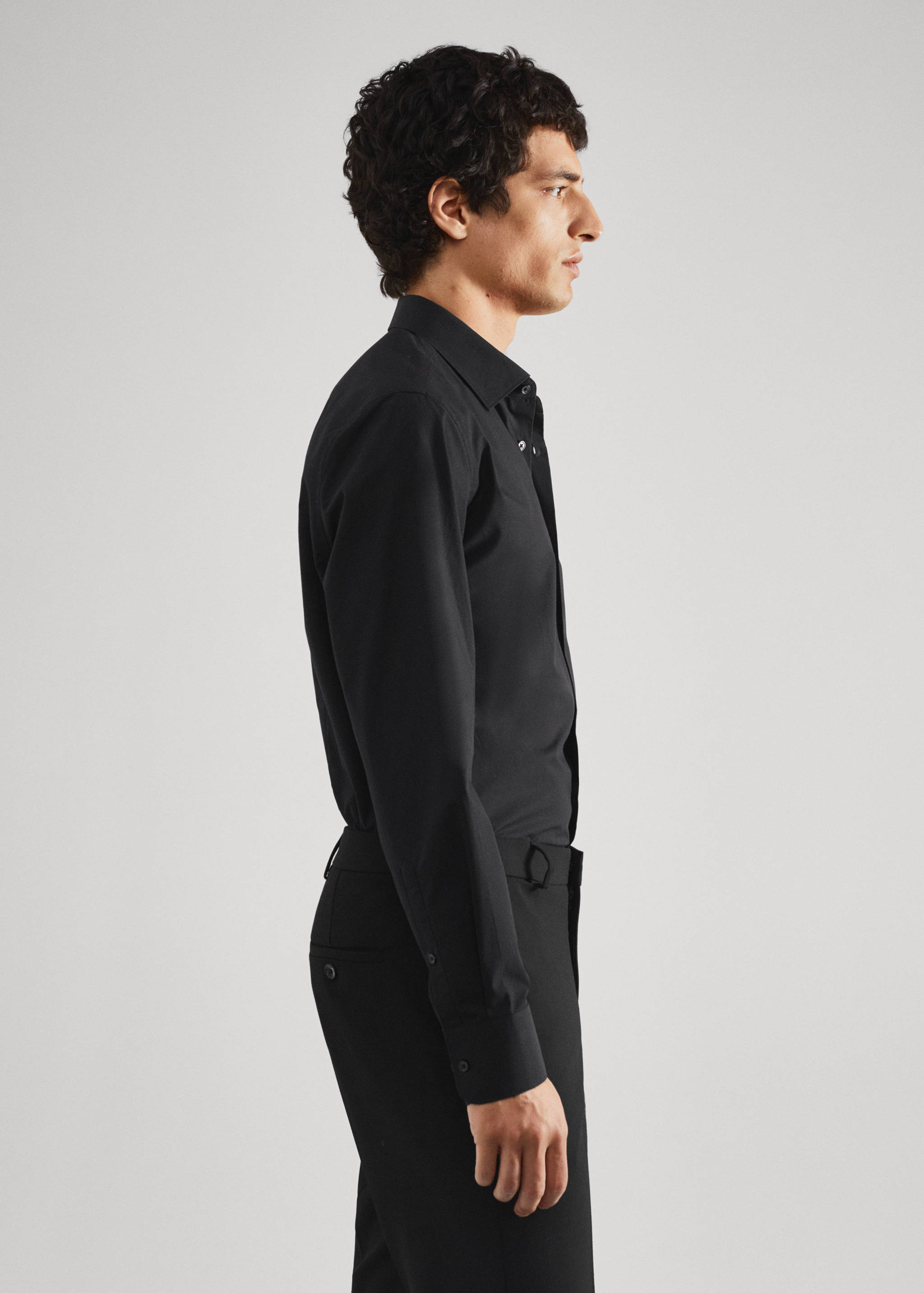 Slim fit stretch cotton suit shirt - Details of the article 1