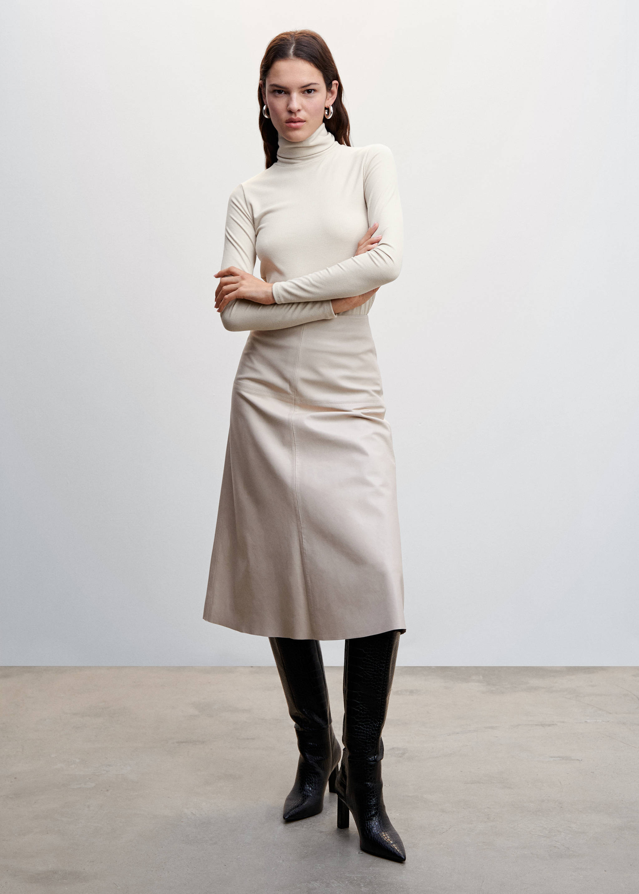 罗纹高领T恤 - null