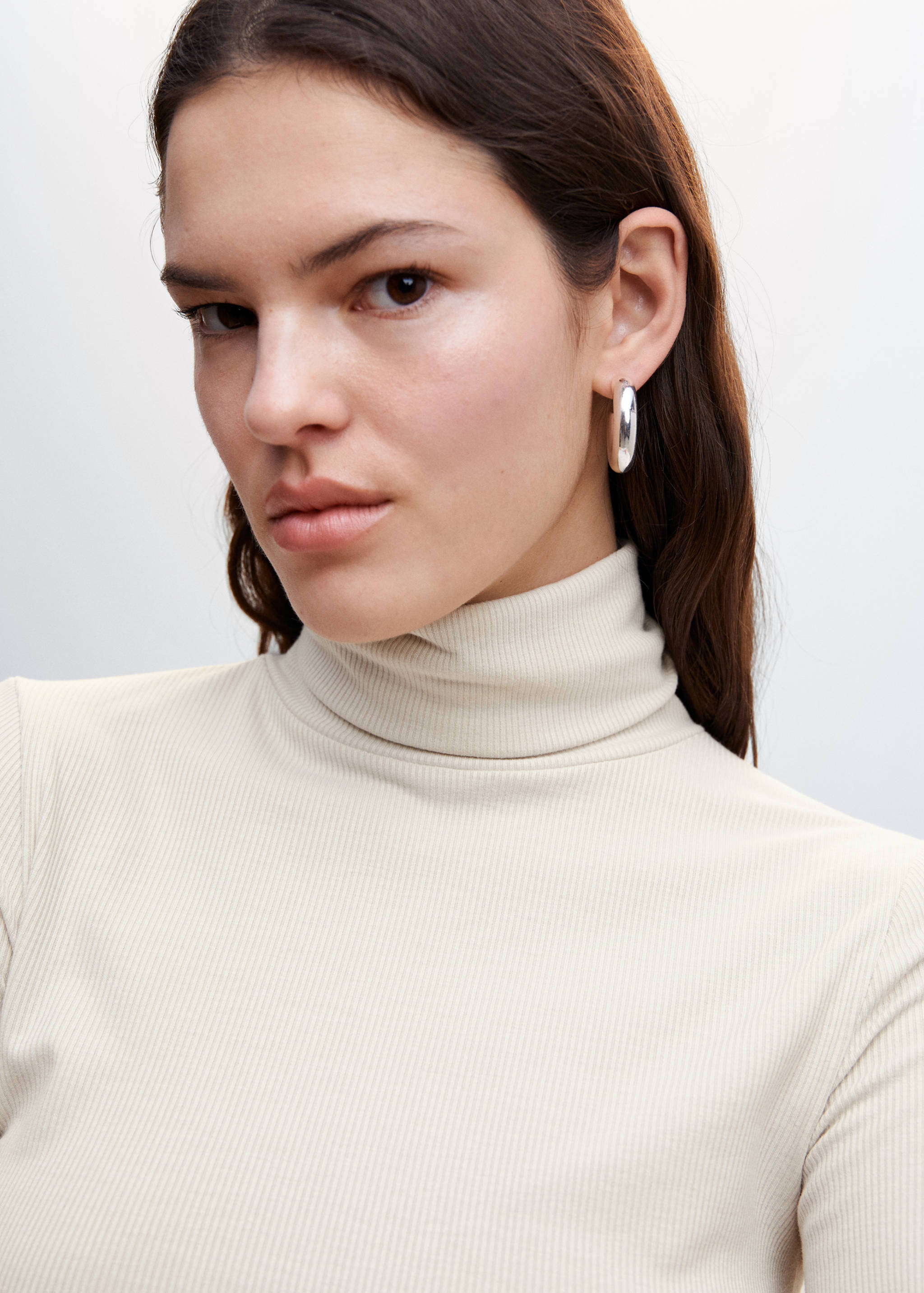 罗纹高领T恤 - null