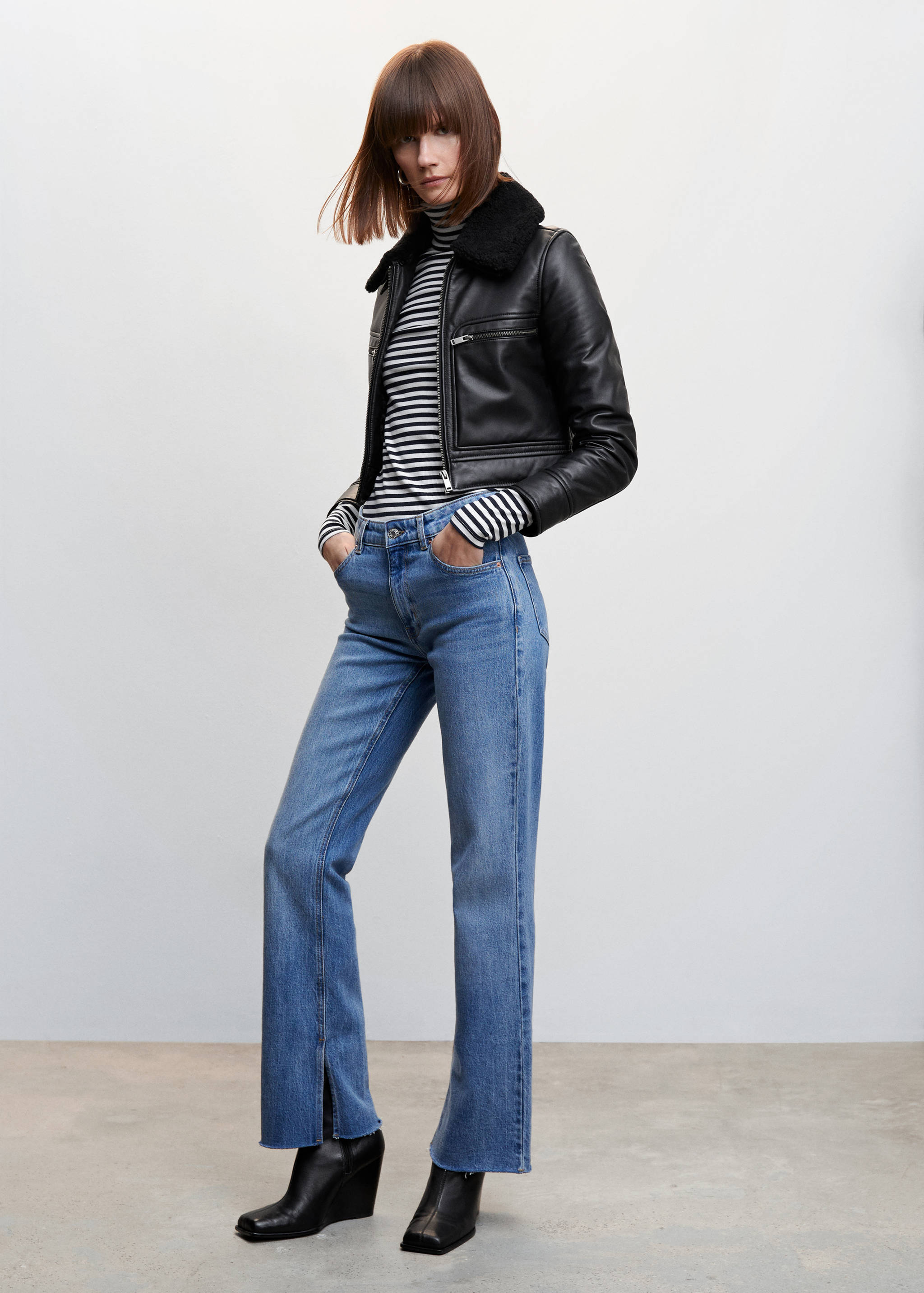 罗纹高领T恤 - null