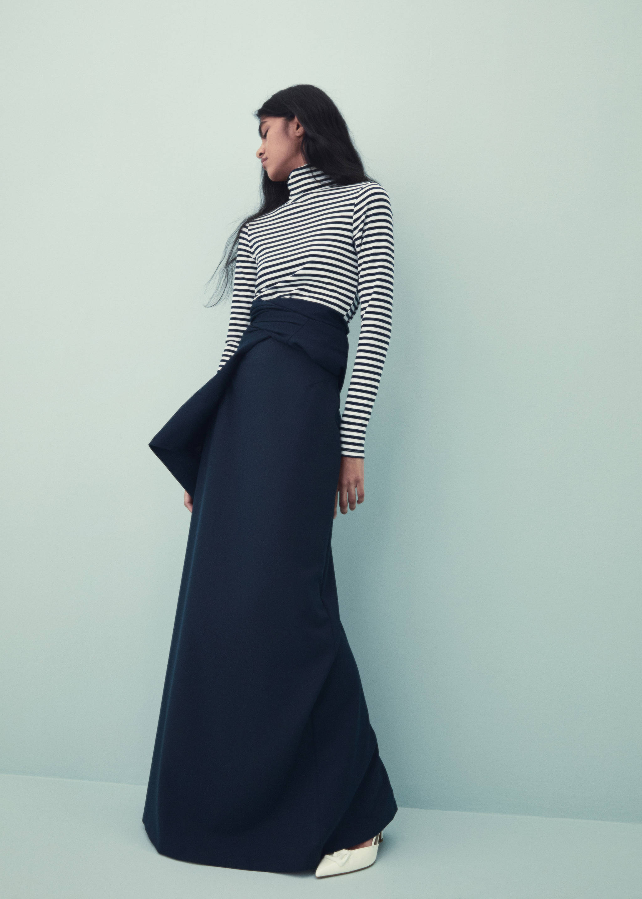 罗纹高领T恤 - null