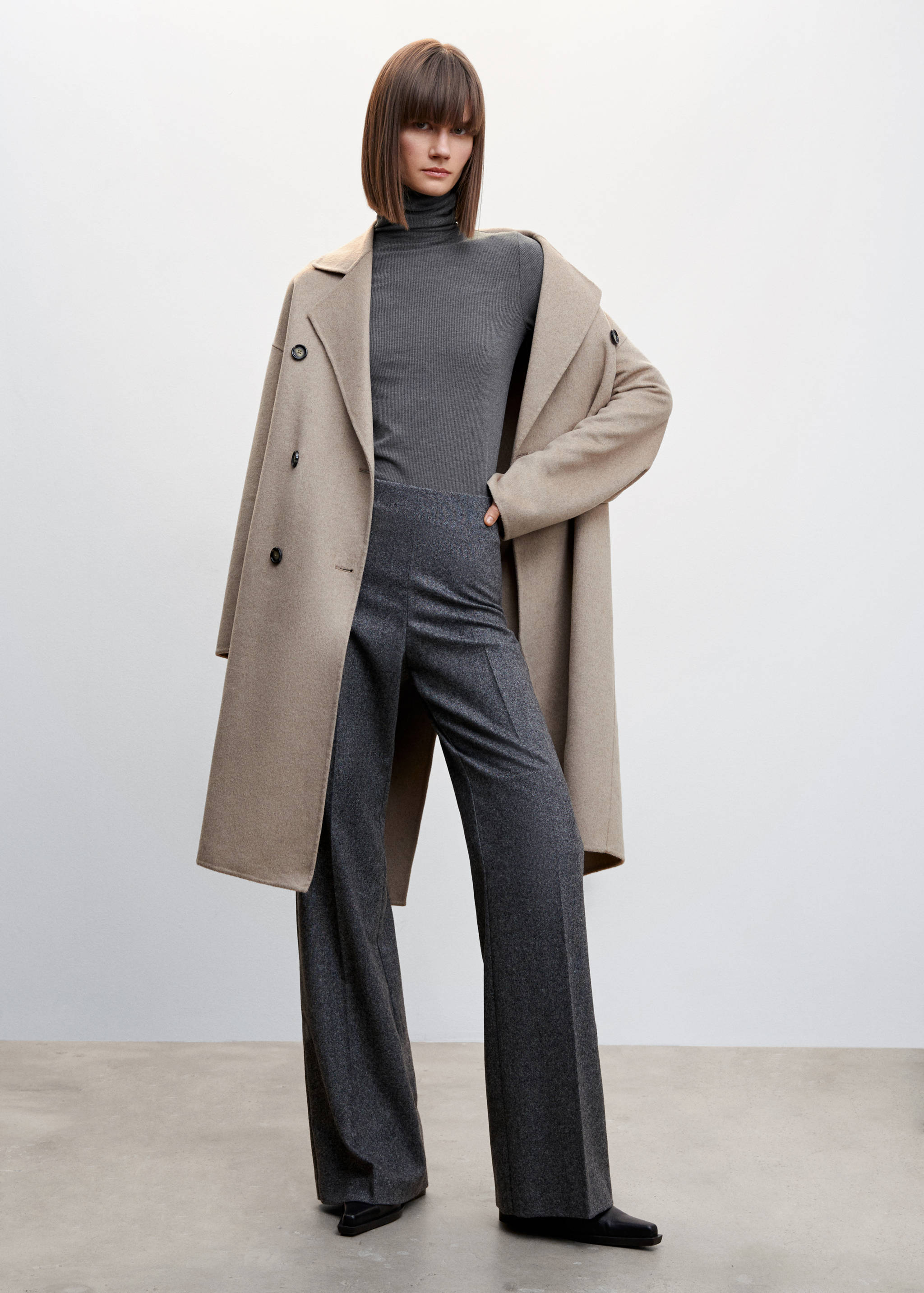 罗纹高领T恤 - null