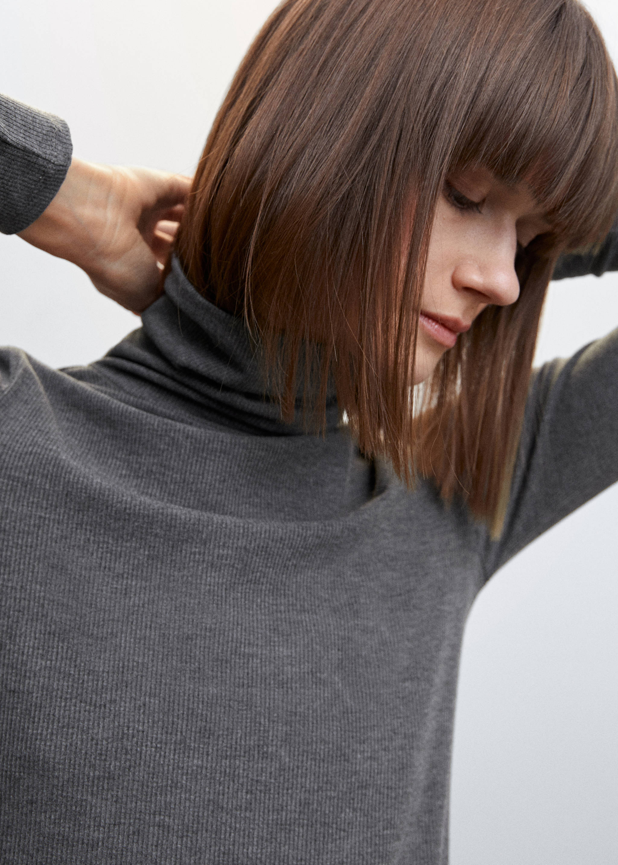 罗纹高领T恤 - null