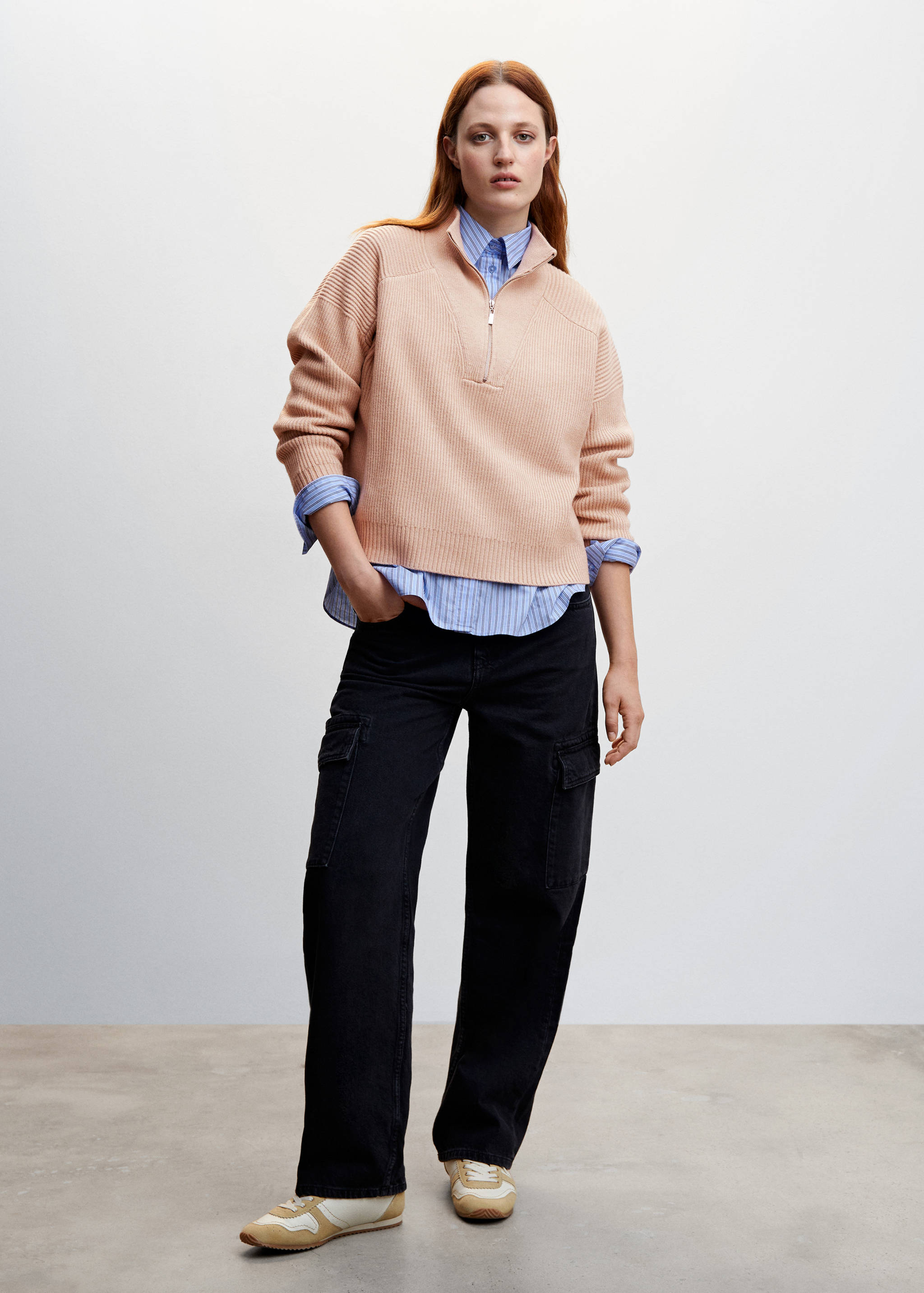 Camisola de gola alta com fecho de correr - Plano geral