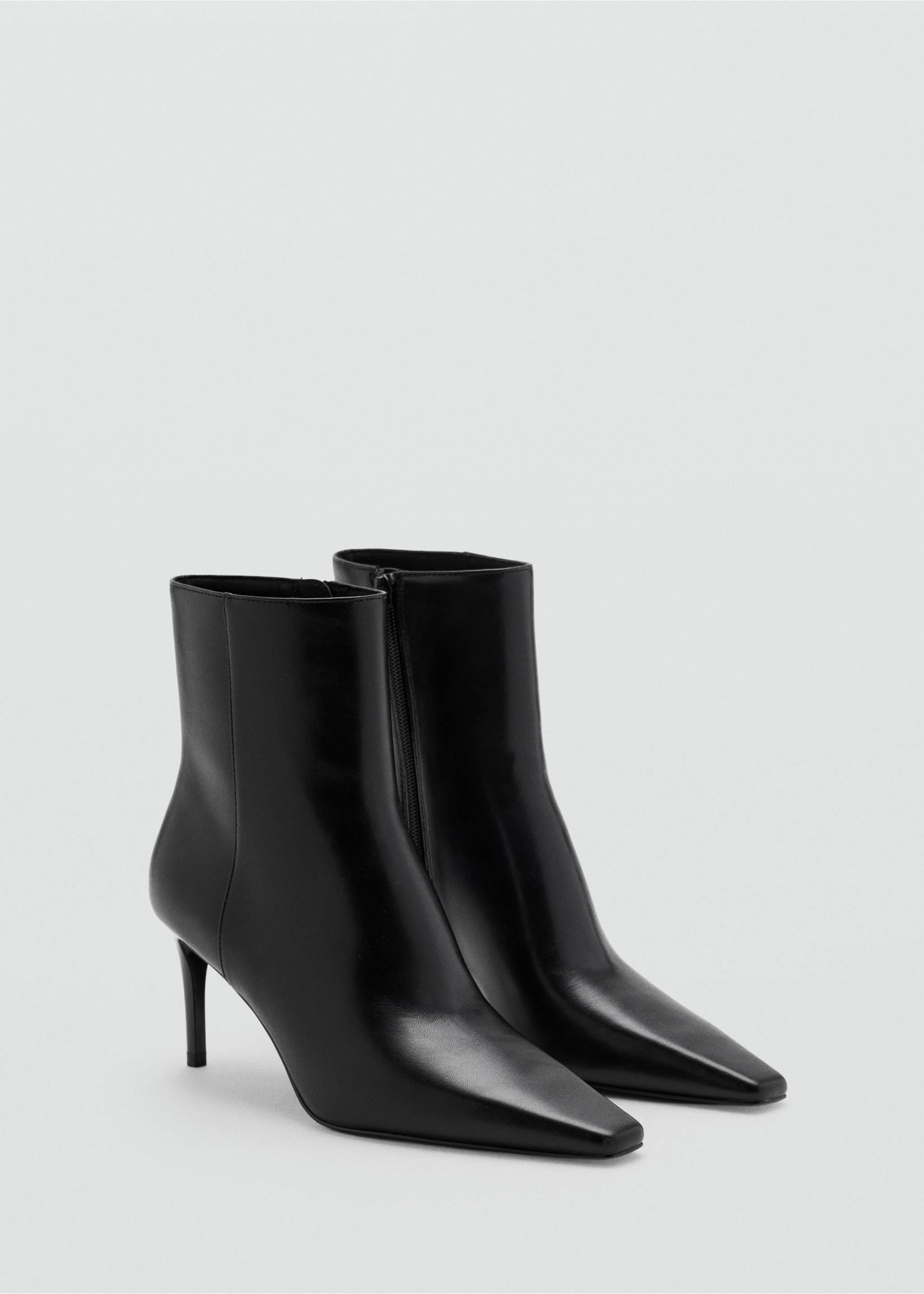 Black ankle boots with a pointed square toe and stiletto heel., Black. Ref: 47011353-00.